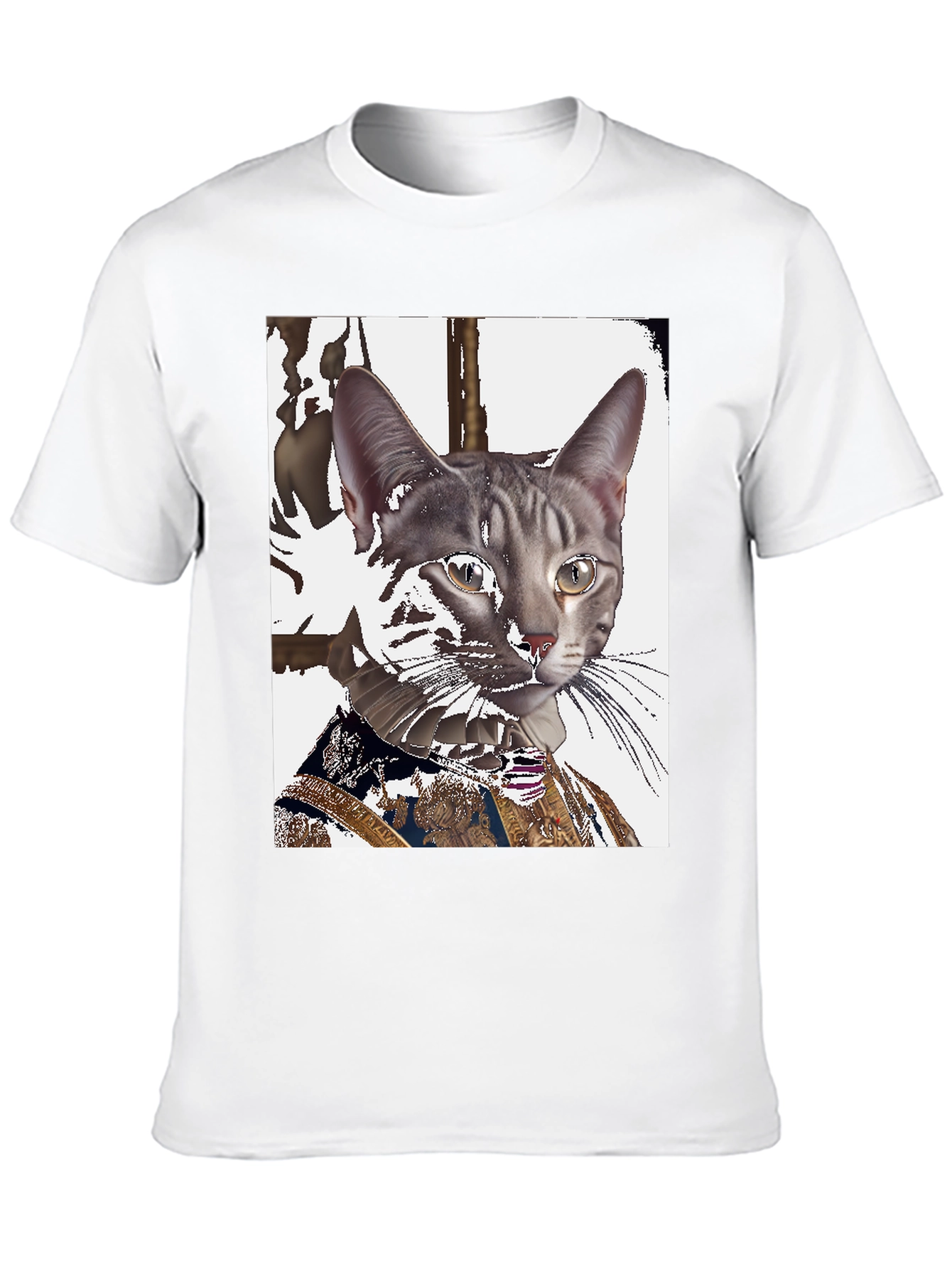 Royal Cat Portrait T-Shirt - Unique Graphic Tee