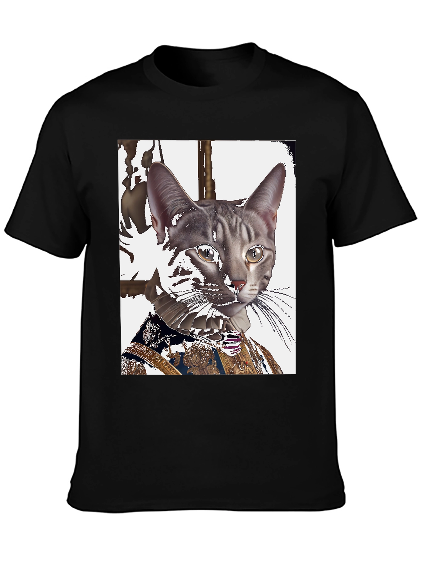 Royal Cat Portrait T-Shirt - Unique Graphic Tee
