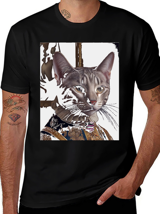 Royal Cat Portrait T-Shirt - Unique Graphic Tee