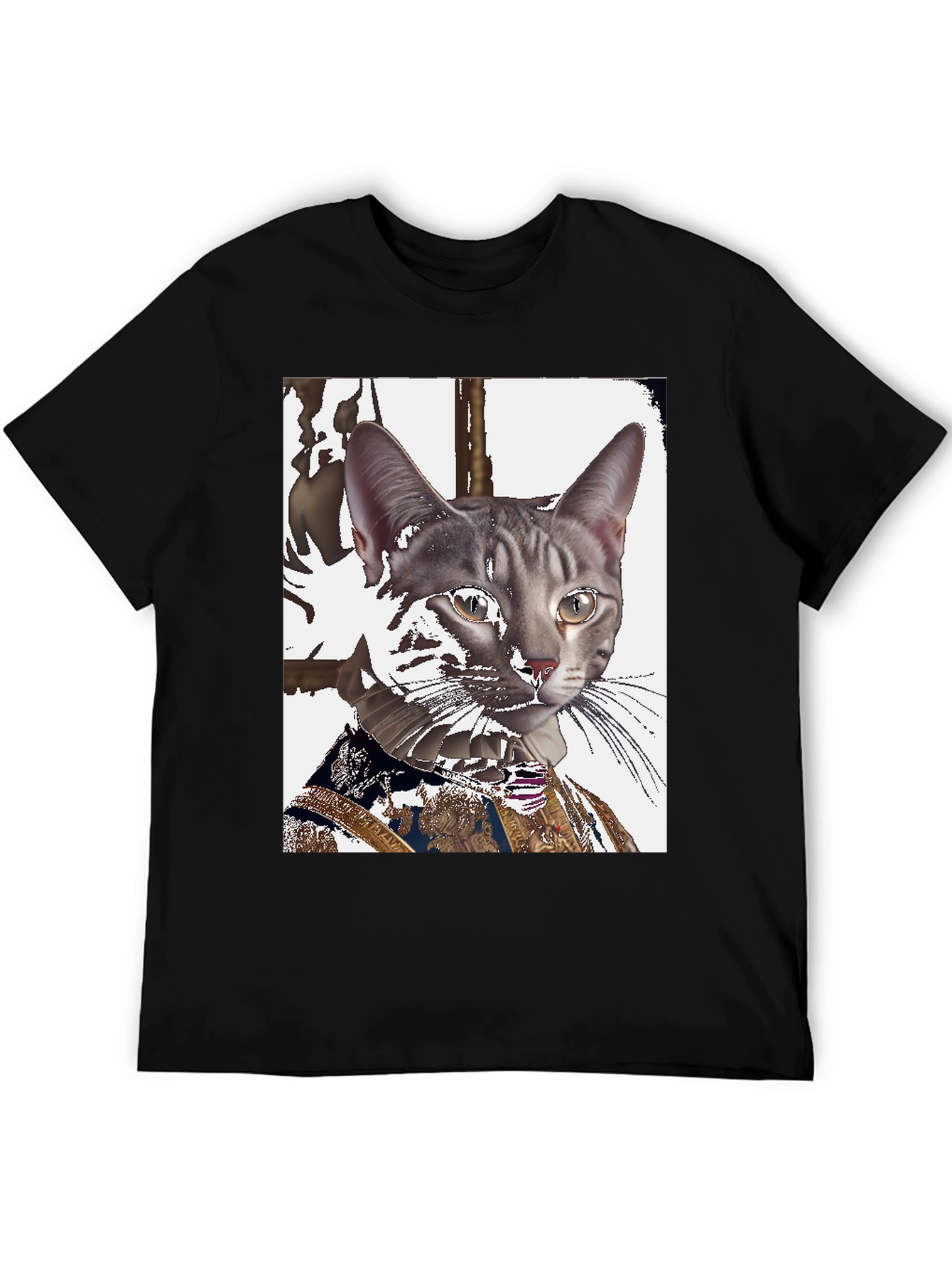 Royal Cat Portrait T-Shirt - Unique Graphic Tee