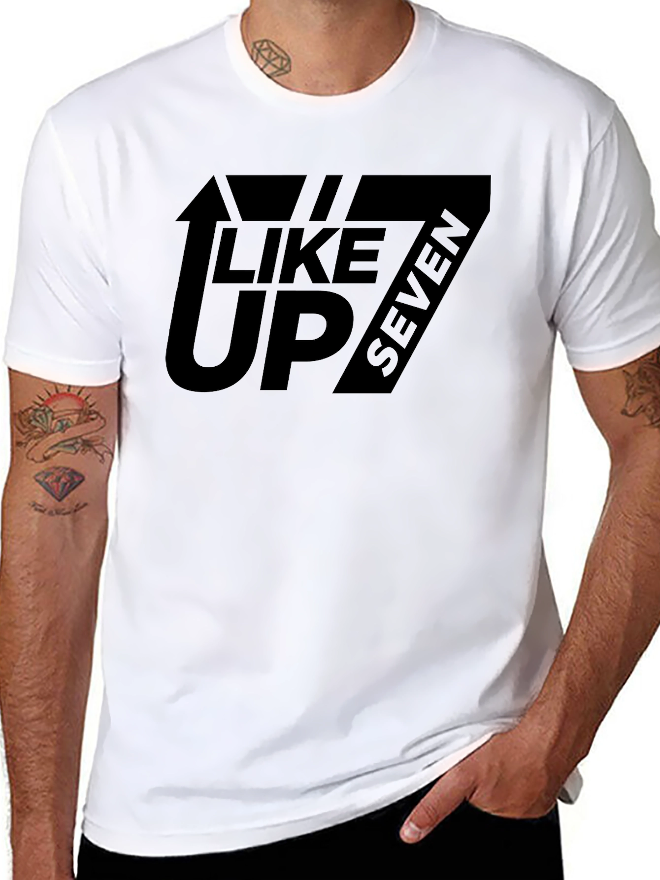 Like Up Seven Mens Black Graphic Tee