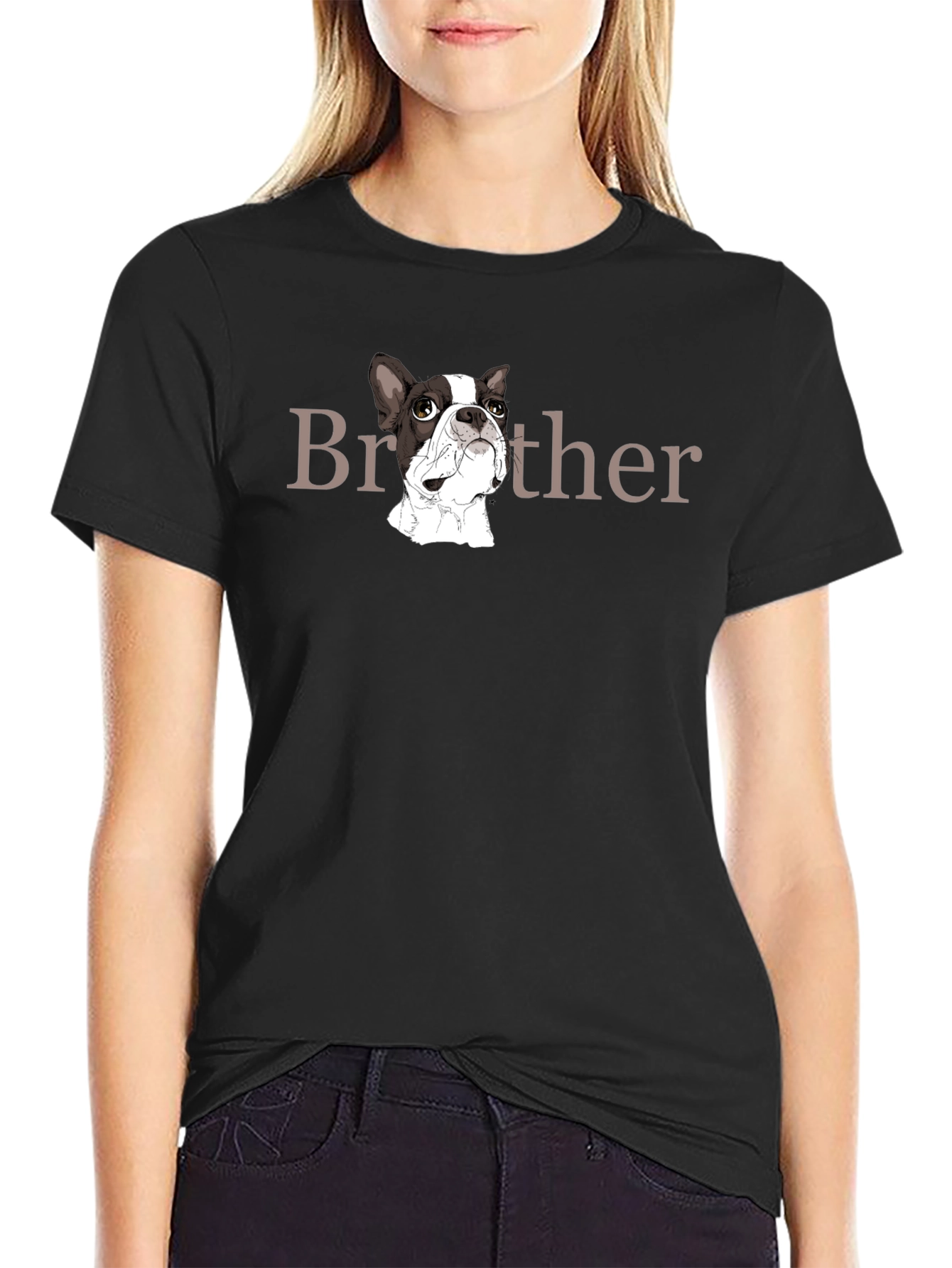 Brother Dog Graphic Black T-Shirt