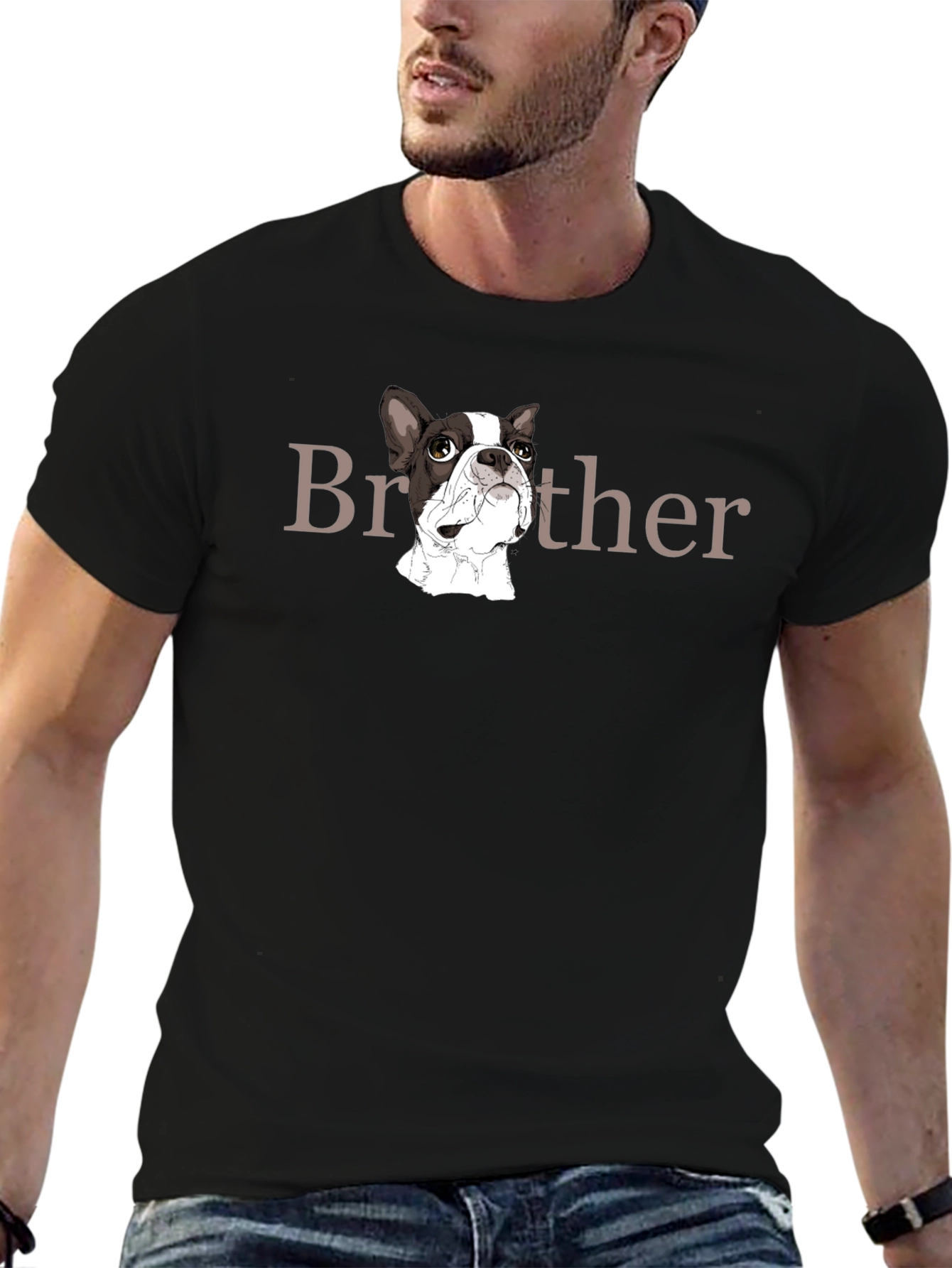 Brother Dog Graphic Black T-Shirt