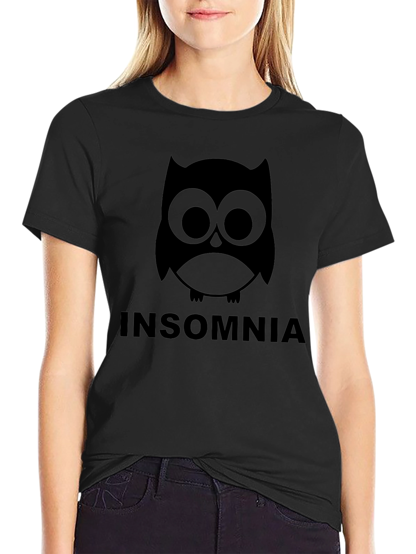 Insomnia Owl Graphic T-Shirt - Black