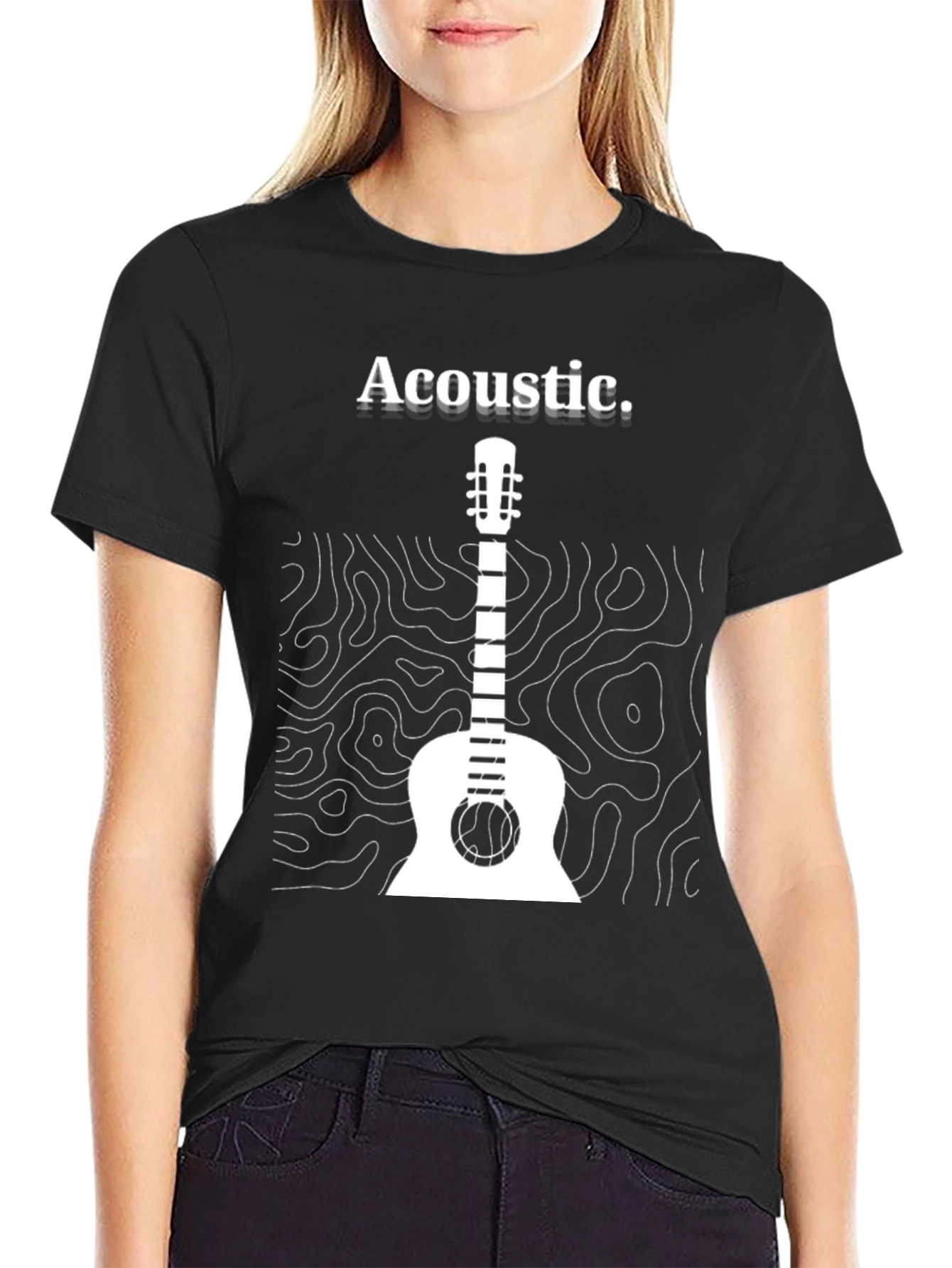 Acoustic Guitar Graphic Tee - Black
