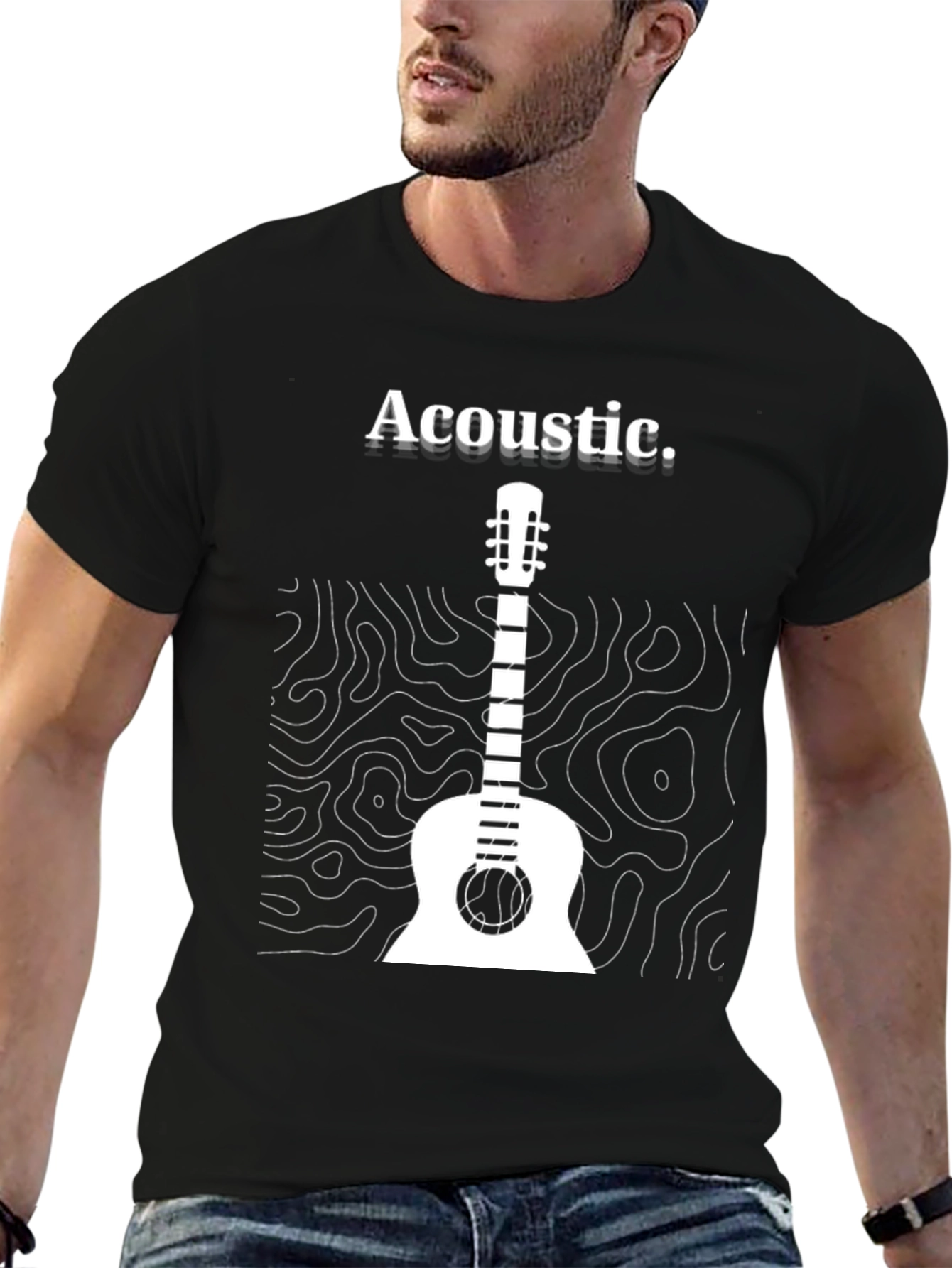 Acoustic Guitar Graphic Tee - Black