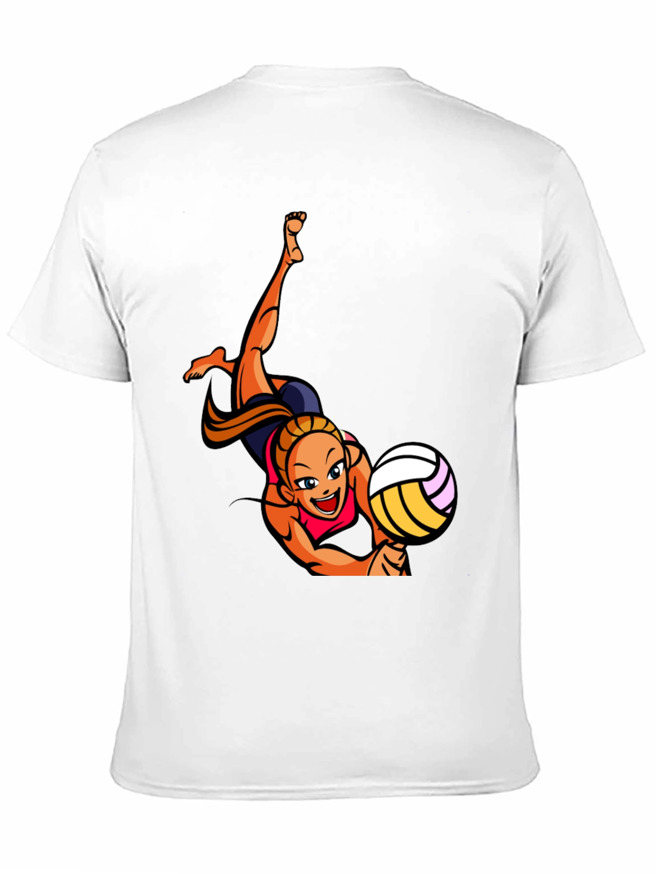 Volleyball Player Graphic Tee - Black Cotton T-Shirt