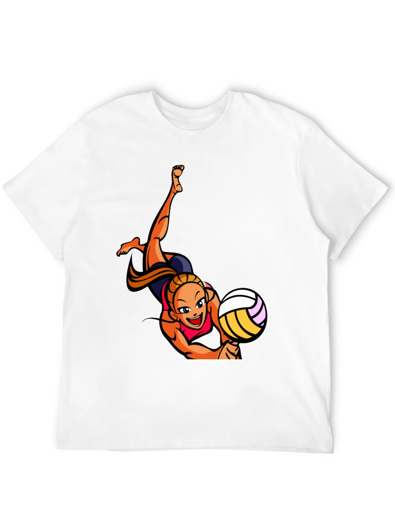 Volleyball Player Graphic Tee - Black Cotton T-Shirt