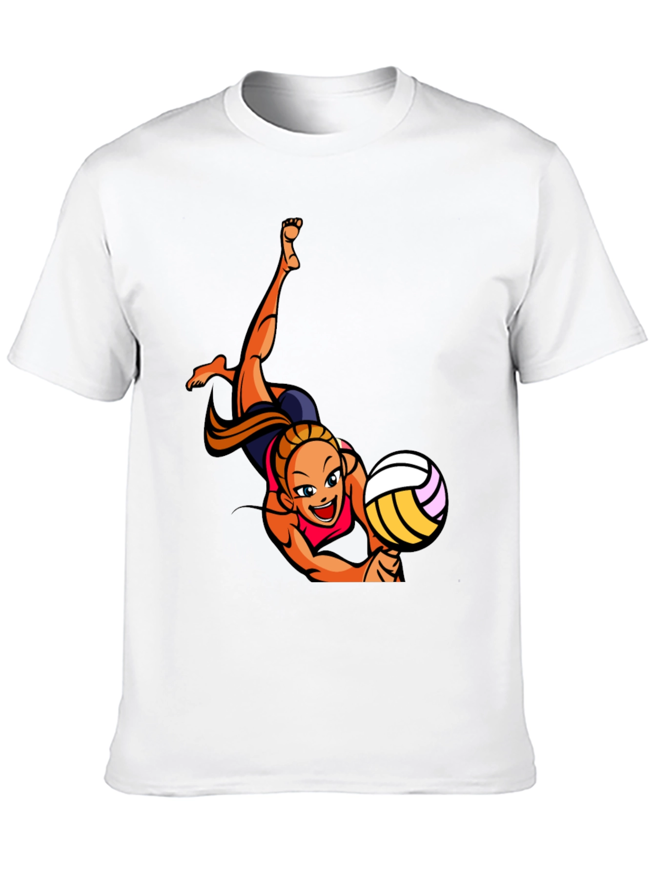 Volleyball Player Graphic Tee - Black Cotton T-Shirt