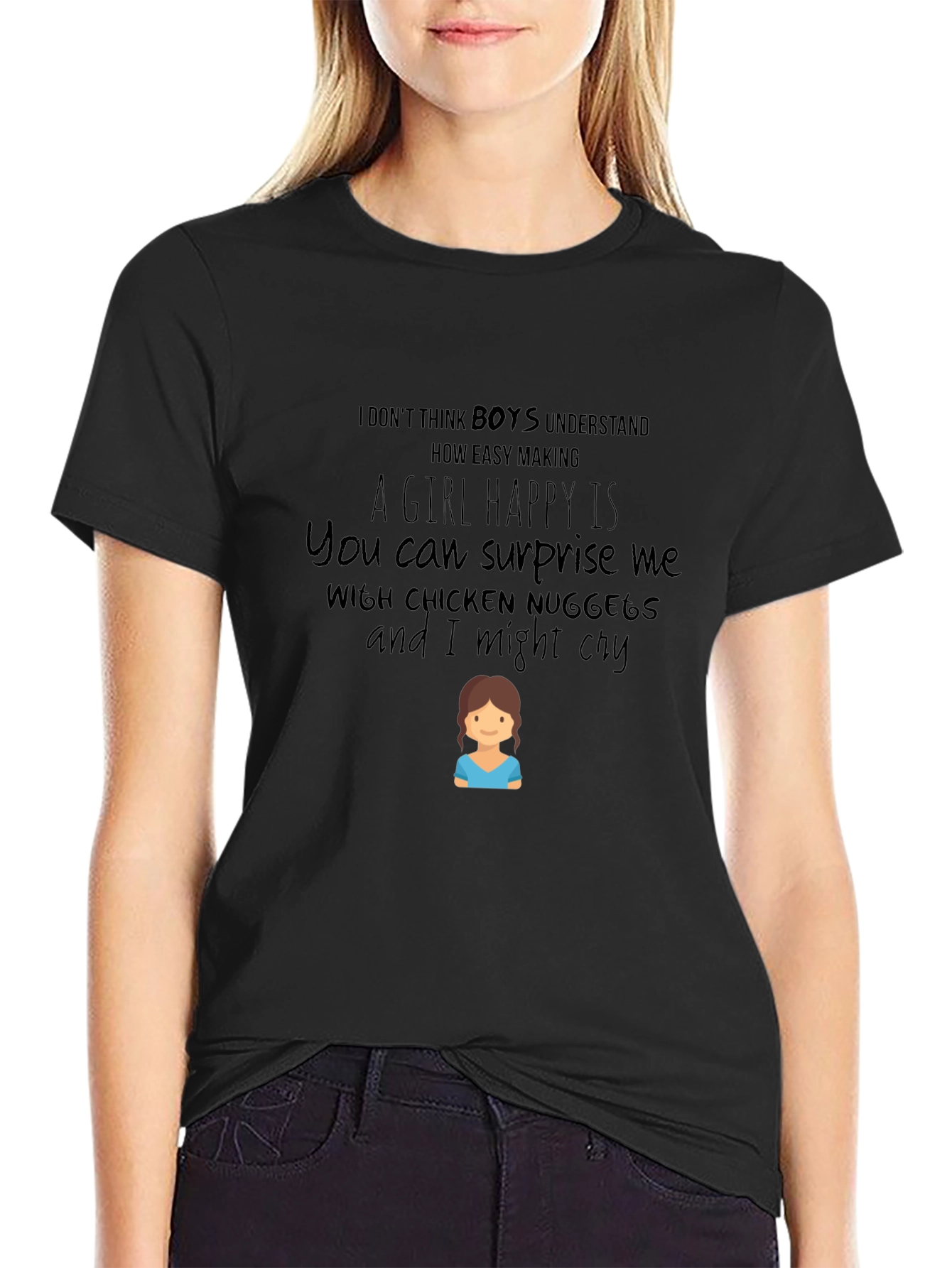Funny Chicken Nugget T-Shirt - Happy Girl