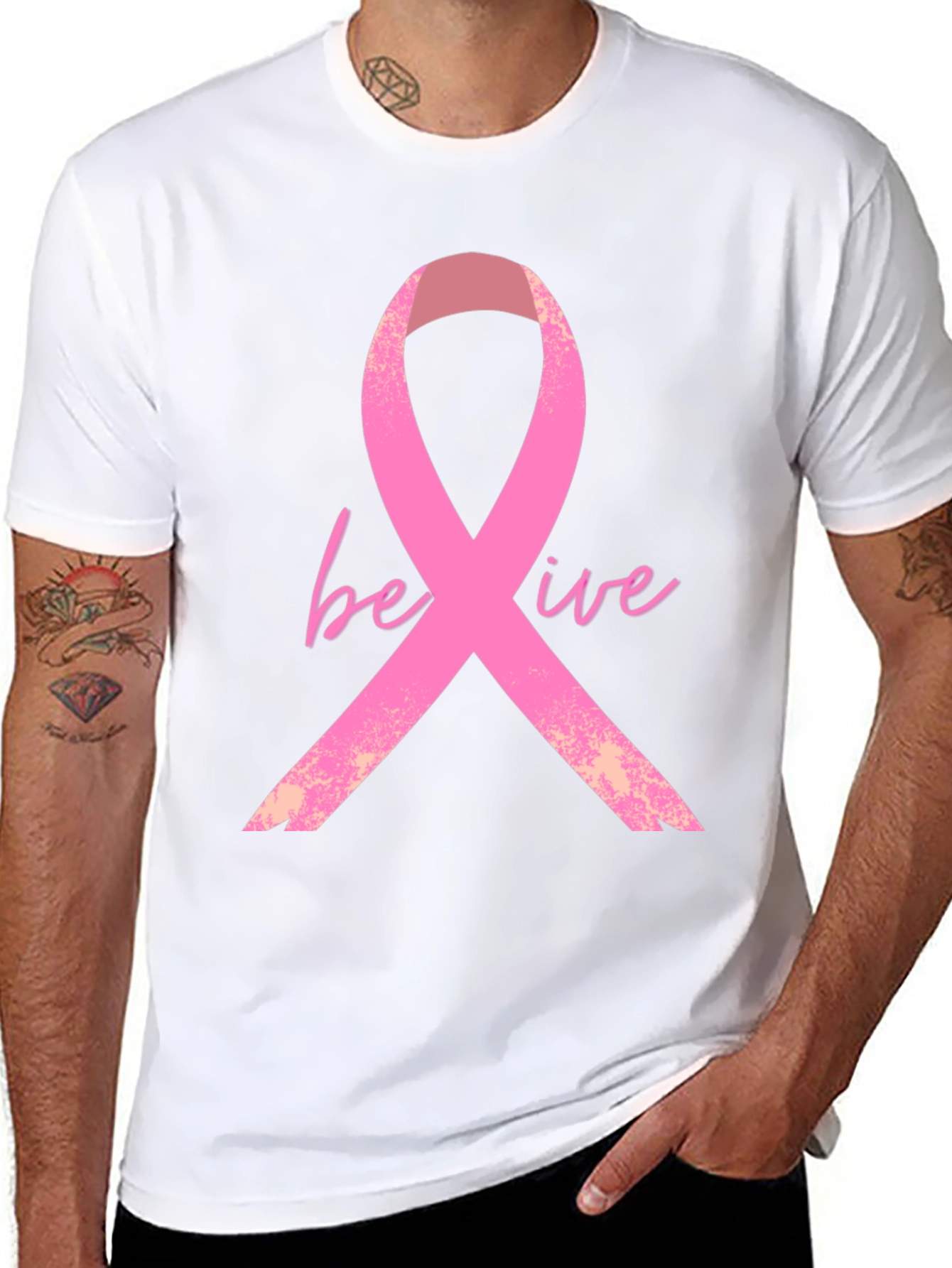 Believe Ribbon Tee - Breast Cancer Awareness Shirt