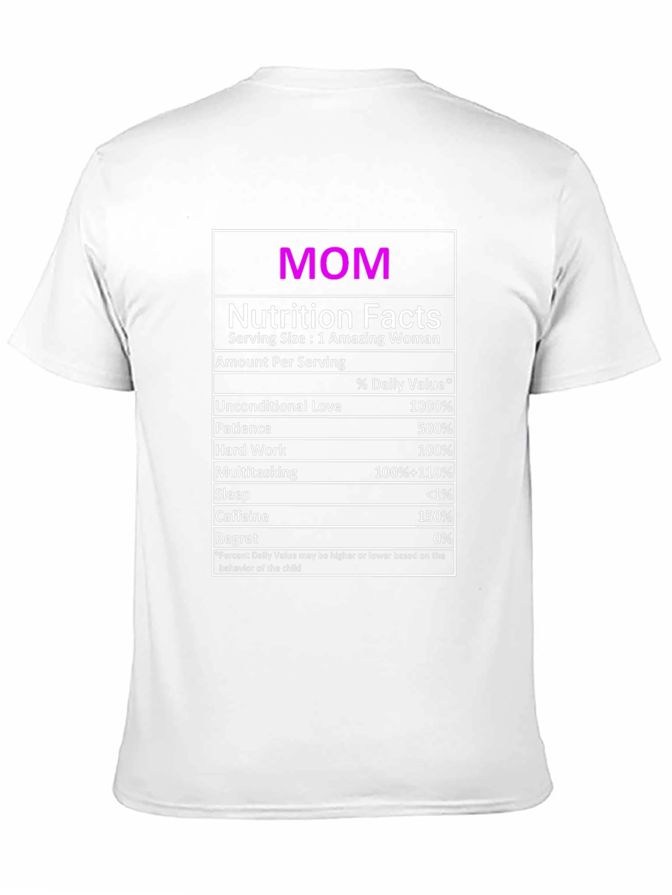 Mom Nutrition Facts Graphic T-Shirt