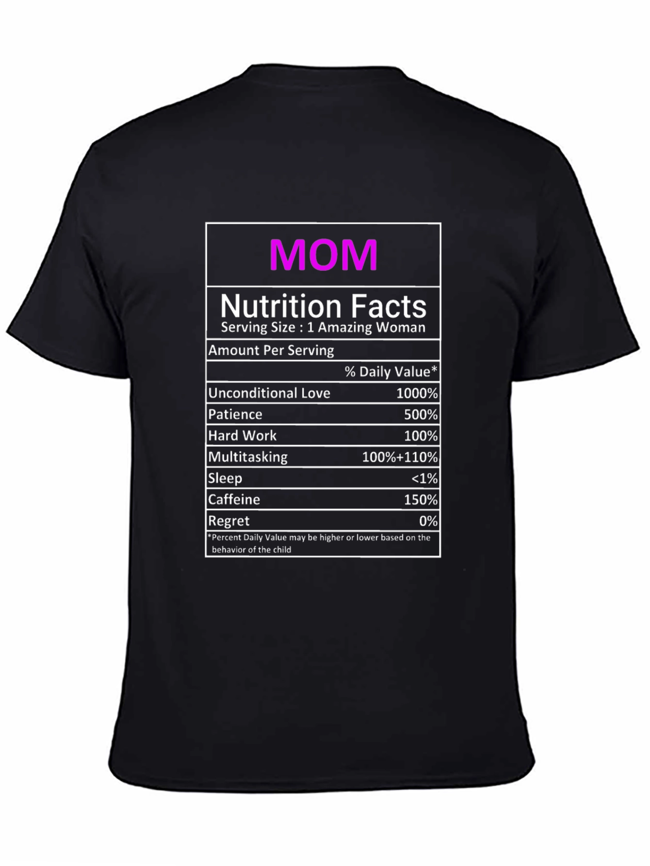 Mom Nutrition Facts Graphic T-Shirt