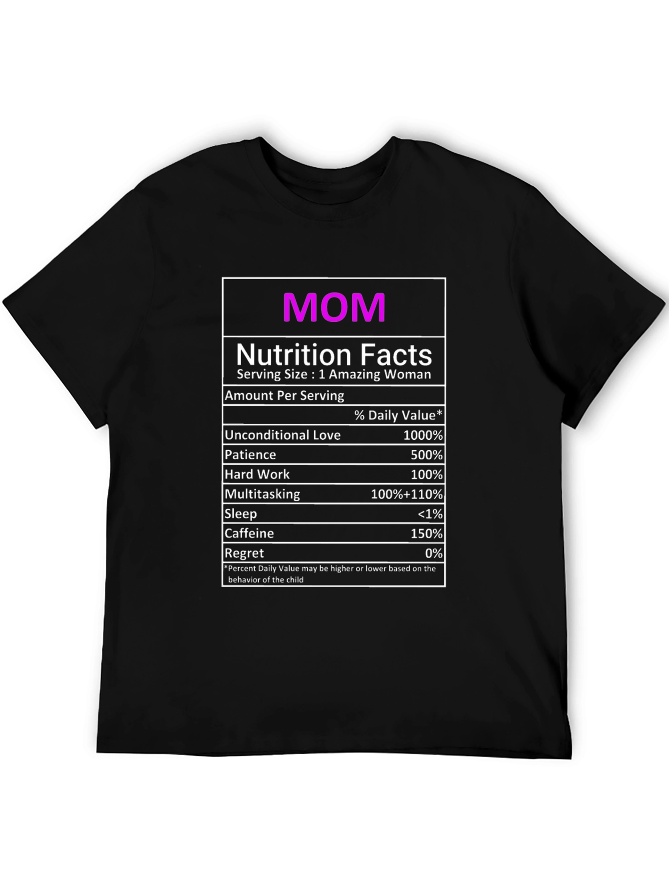 Mom Nutrition Facts Graphic T-Shirt
