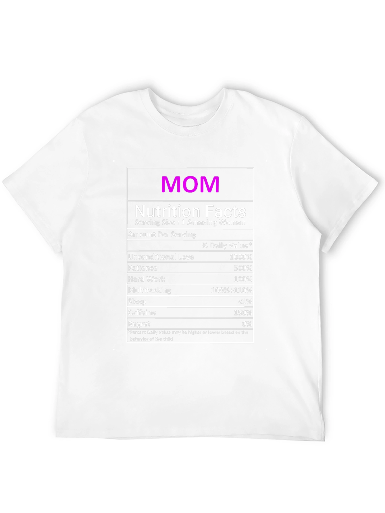 Mom Nutrition Facts Graphic T-Shirt