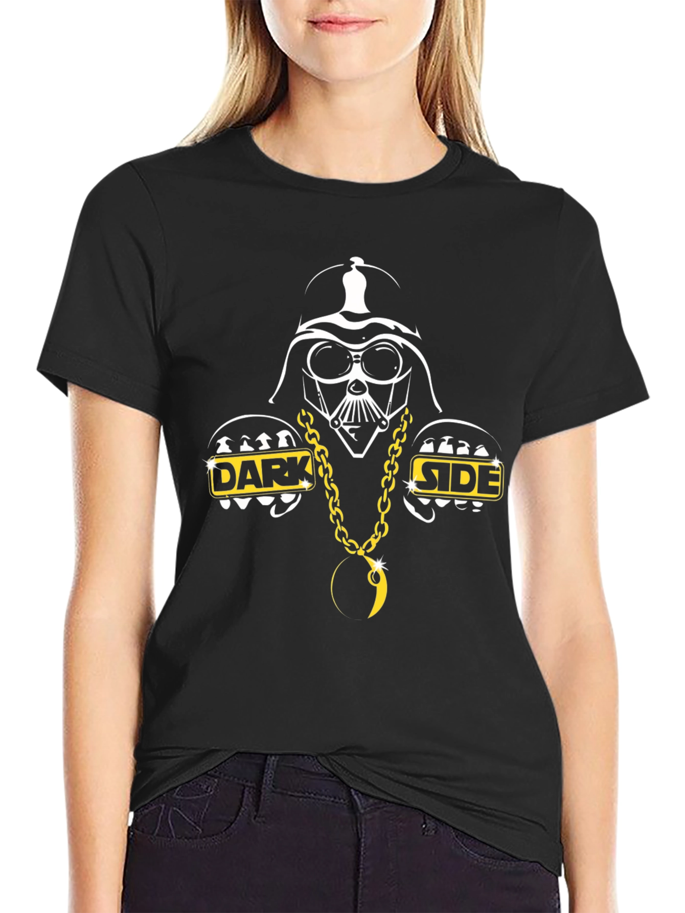 Darth Vader Dark Side Gold Chain Black T-Shirt