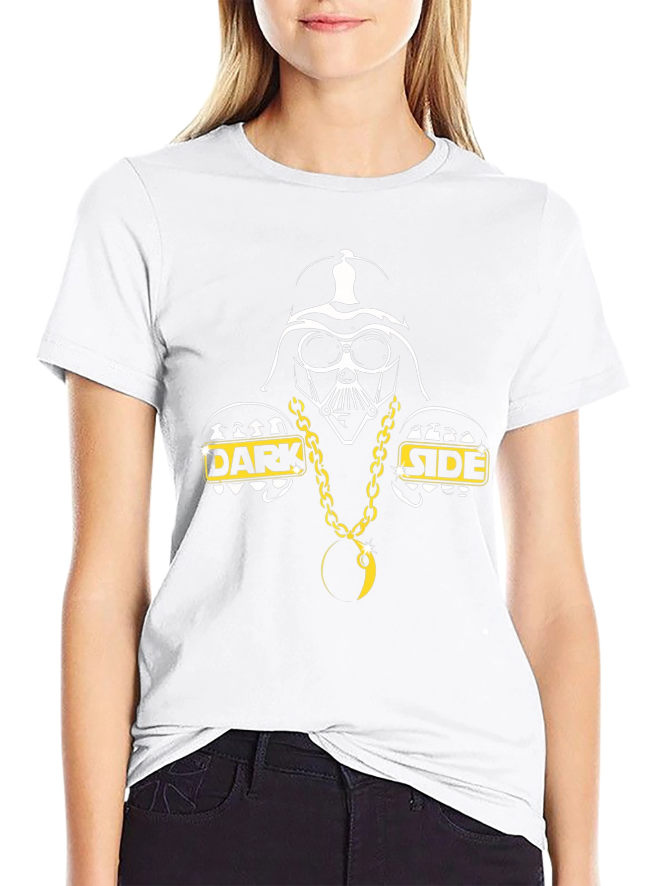 Darth Vader Dark Side Gold Chain Black T-Shirt