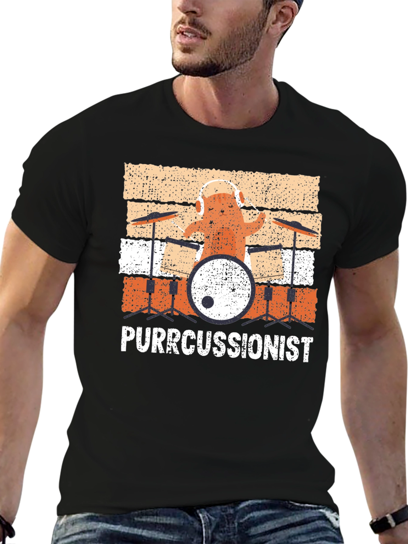 Purrcussionist Drummer Cat T-Shirt