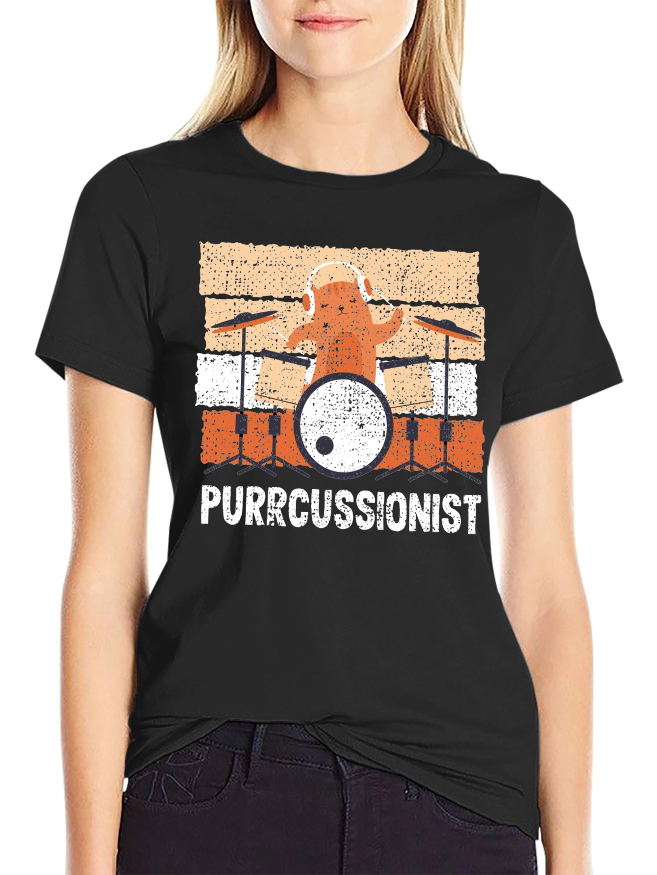 Purrcussionist Drummer Cat T-Shirt
