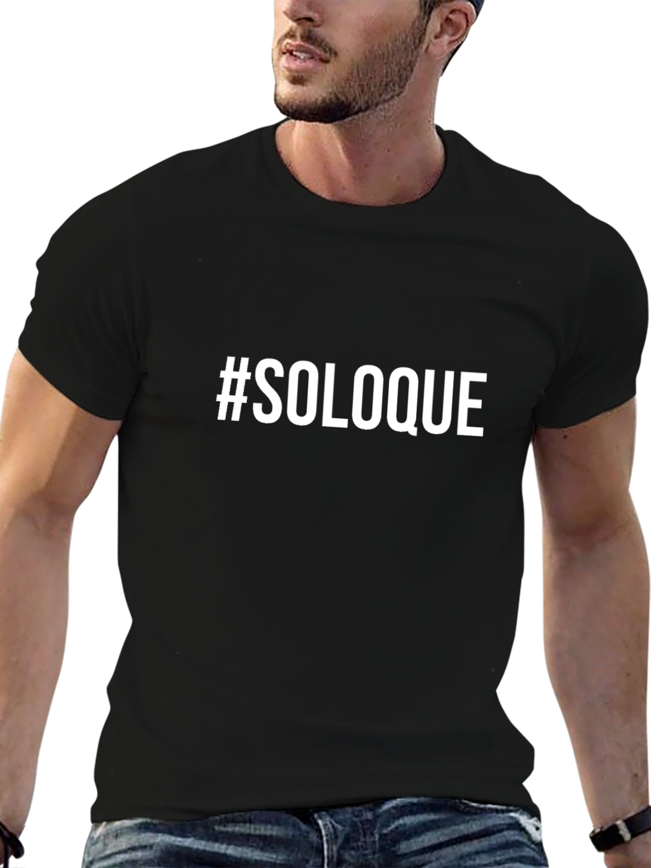 #SOLOQUE Graphic Tee - Casual Black T-Shirt
