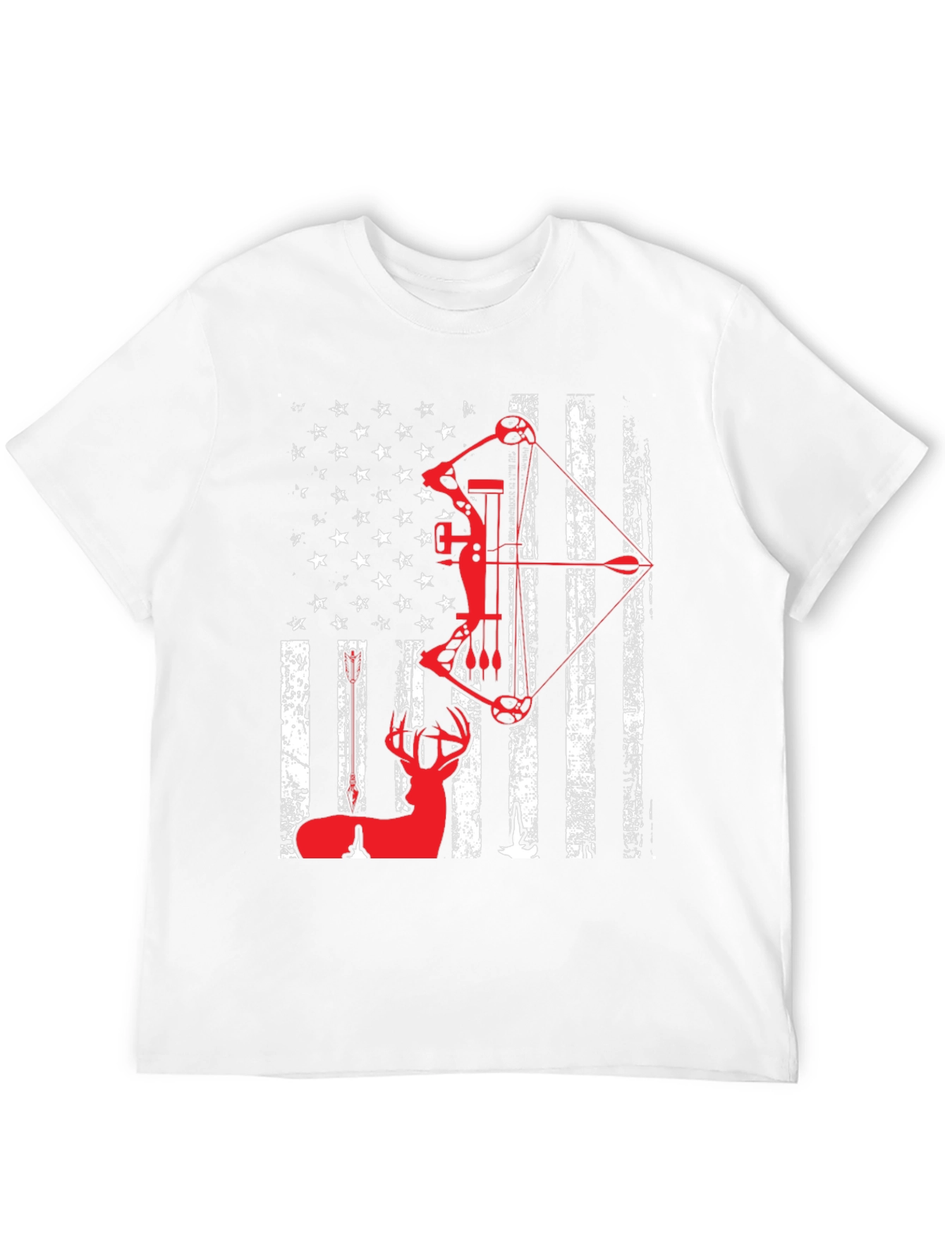 Patriotic Bow Hunting T-Shirt - Deer and American Flag