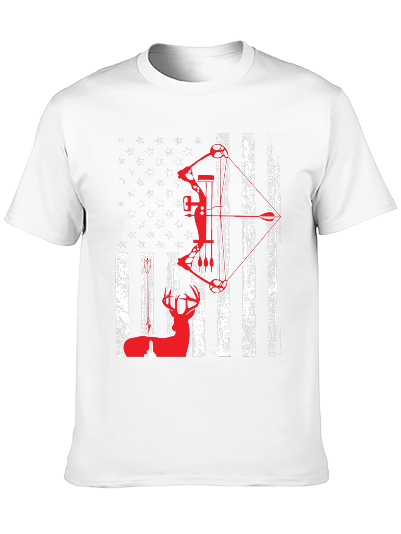 Patriotic Bow Hunting T-Shirt - Deer and American Flag