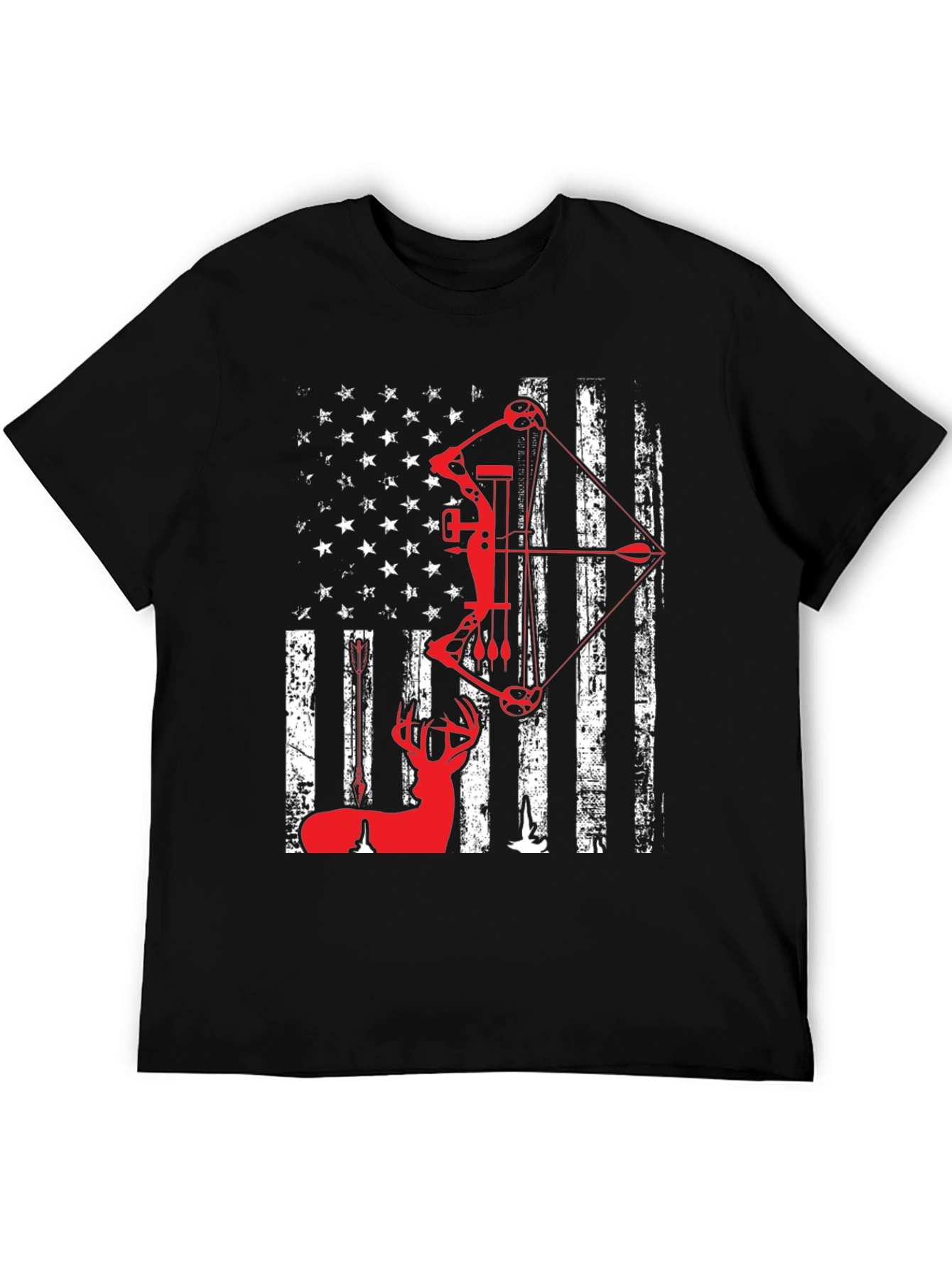 Patriotic Bow Hunting T-Shirt - Deer and American Flag