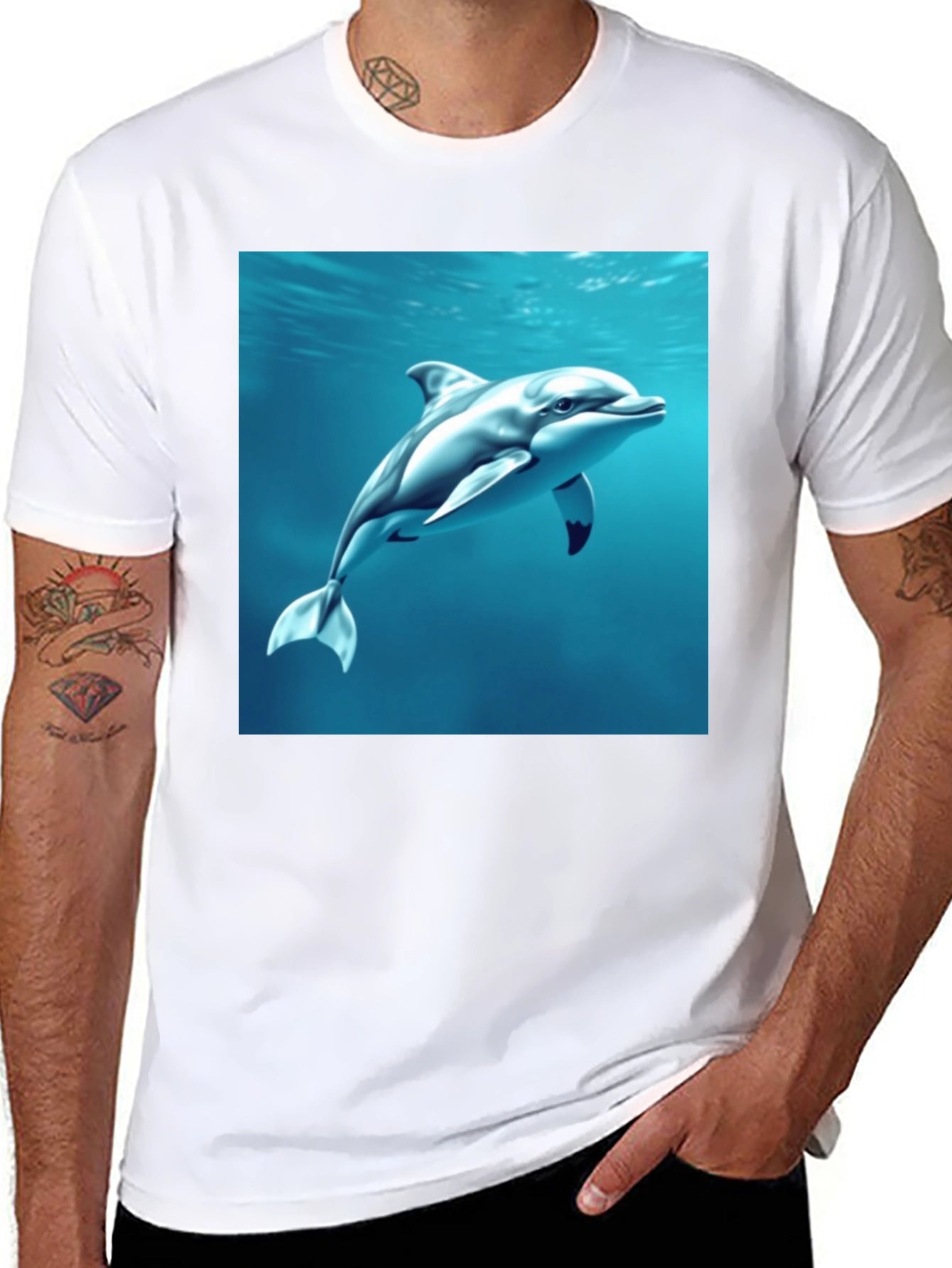 Dolphin Graphic Tee - Mens Black T-Shirt