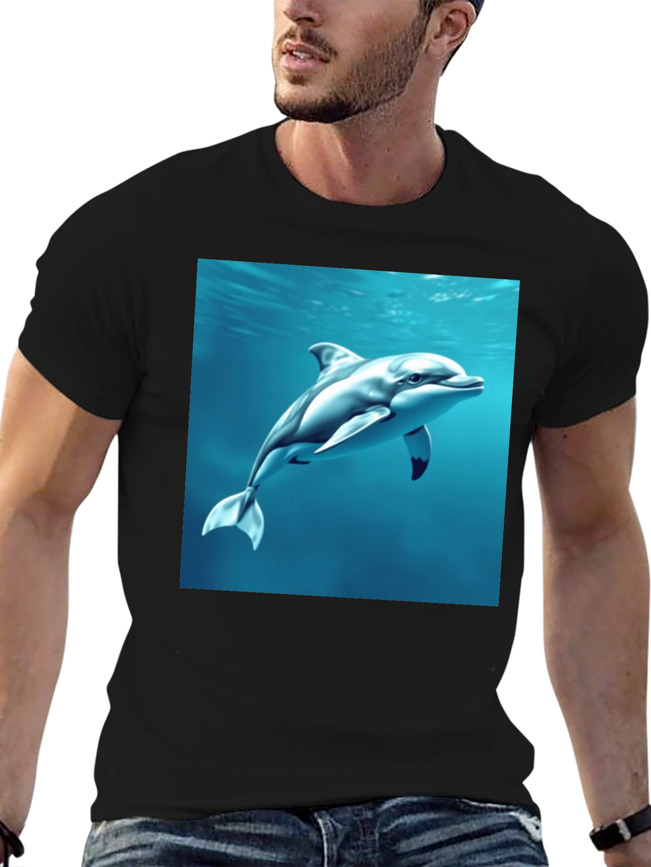 Dolphin Graphic Tee - Mens Black T-Shirt