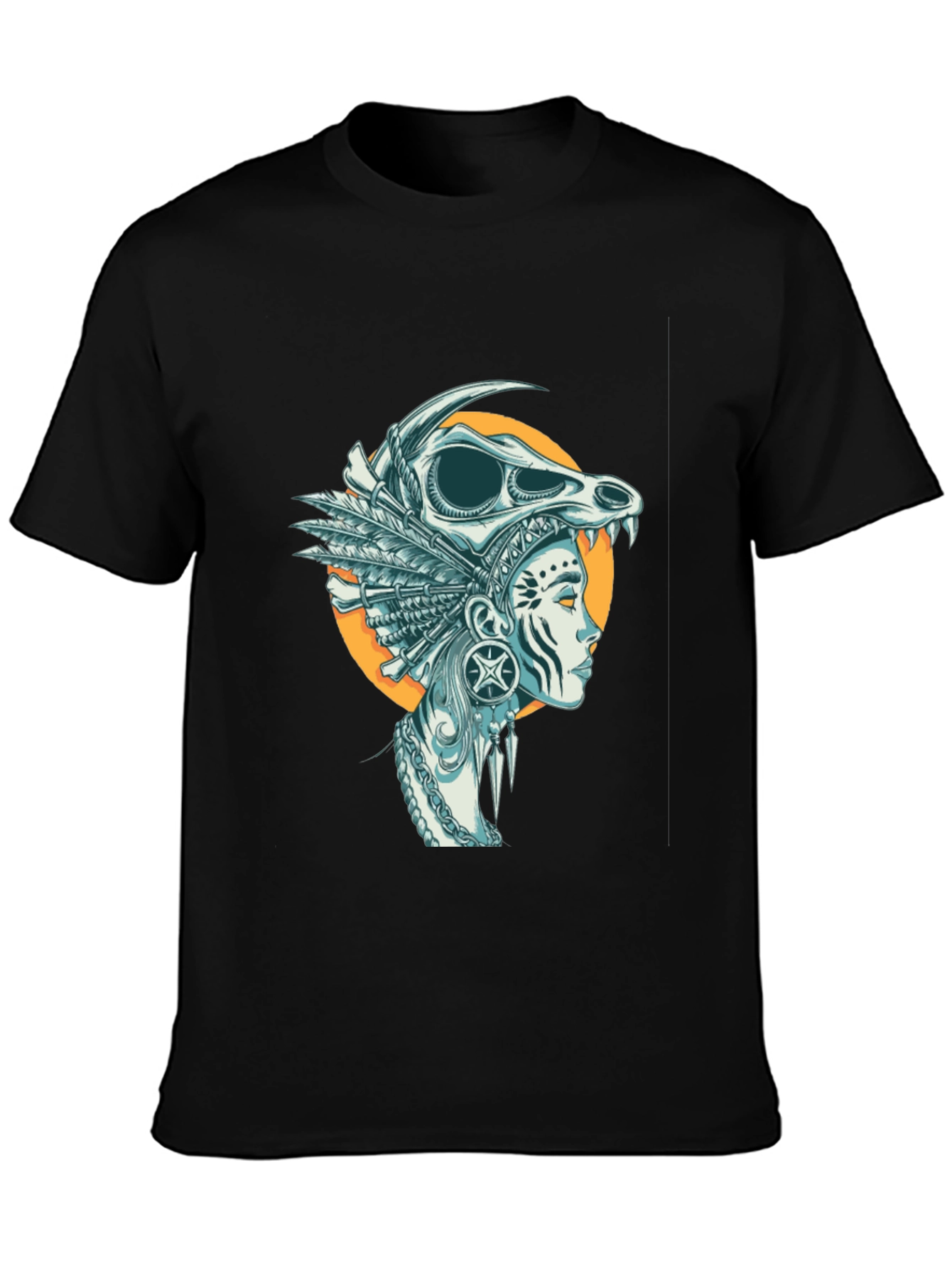Skull Headdress Graphic Tee - Black
