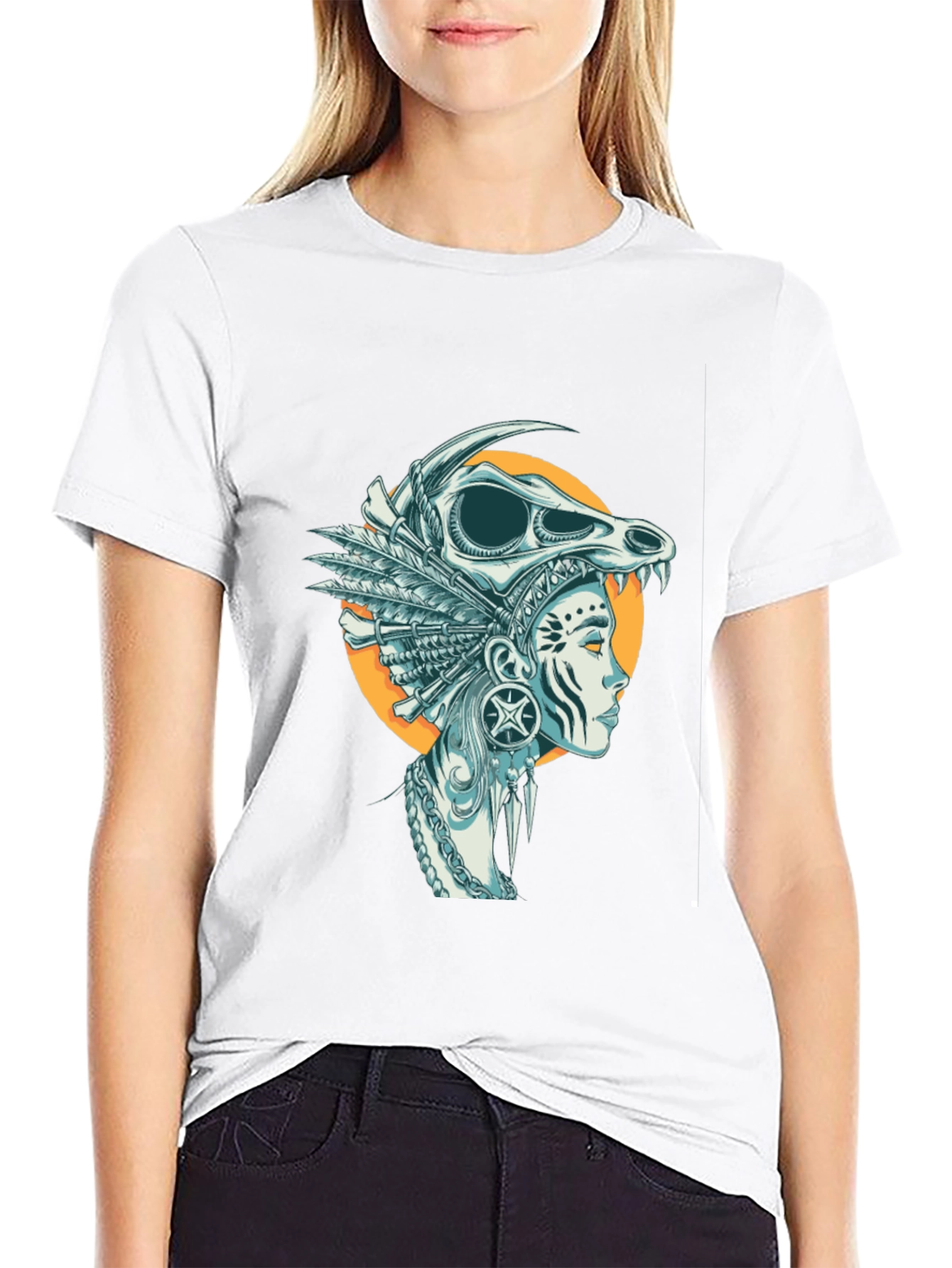 Skull Headdress Graphic Tee - Black