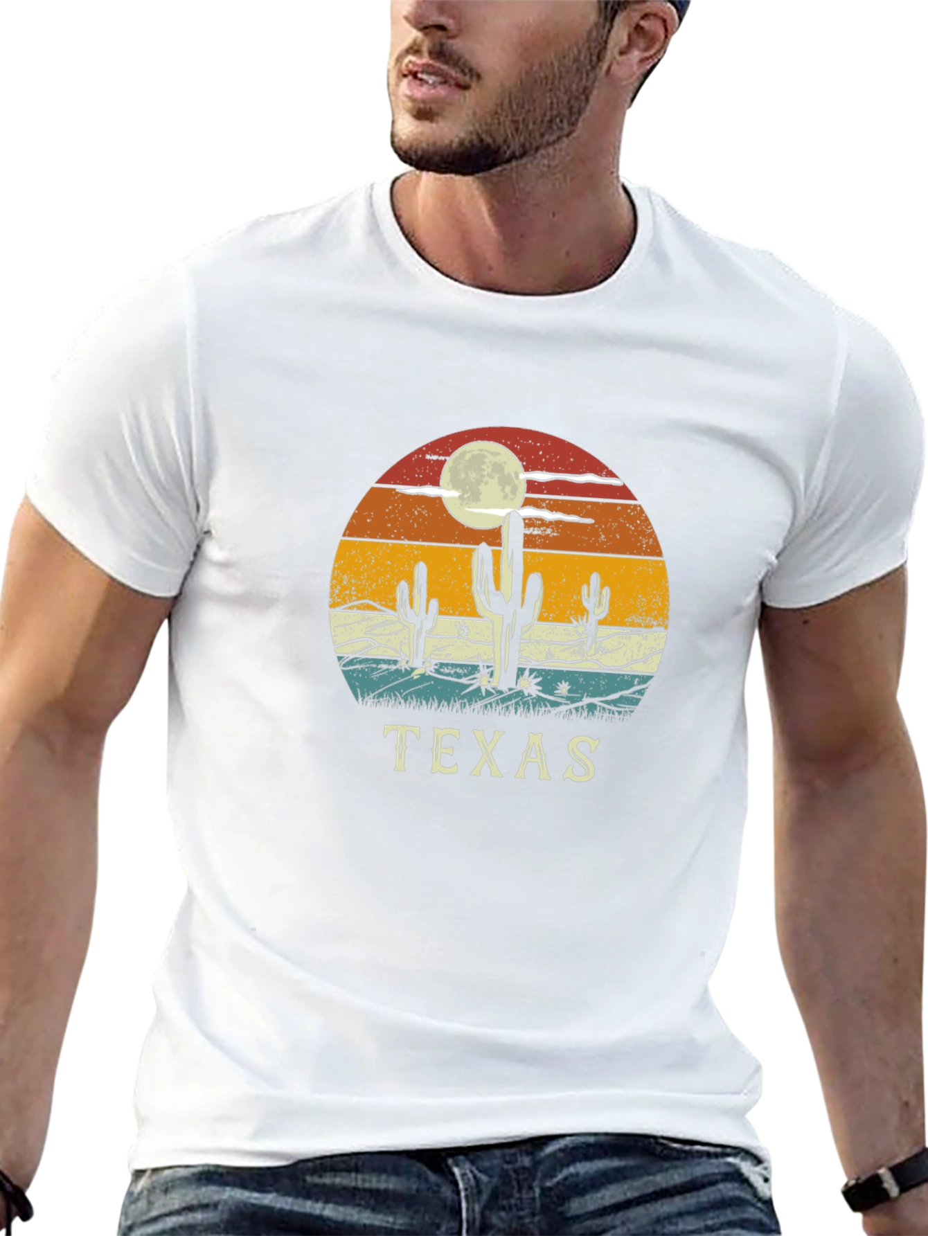Texas Desert Cactus Retro Graphic T-Shirt