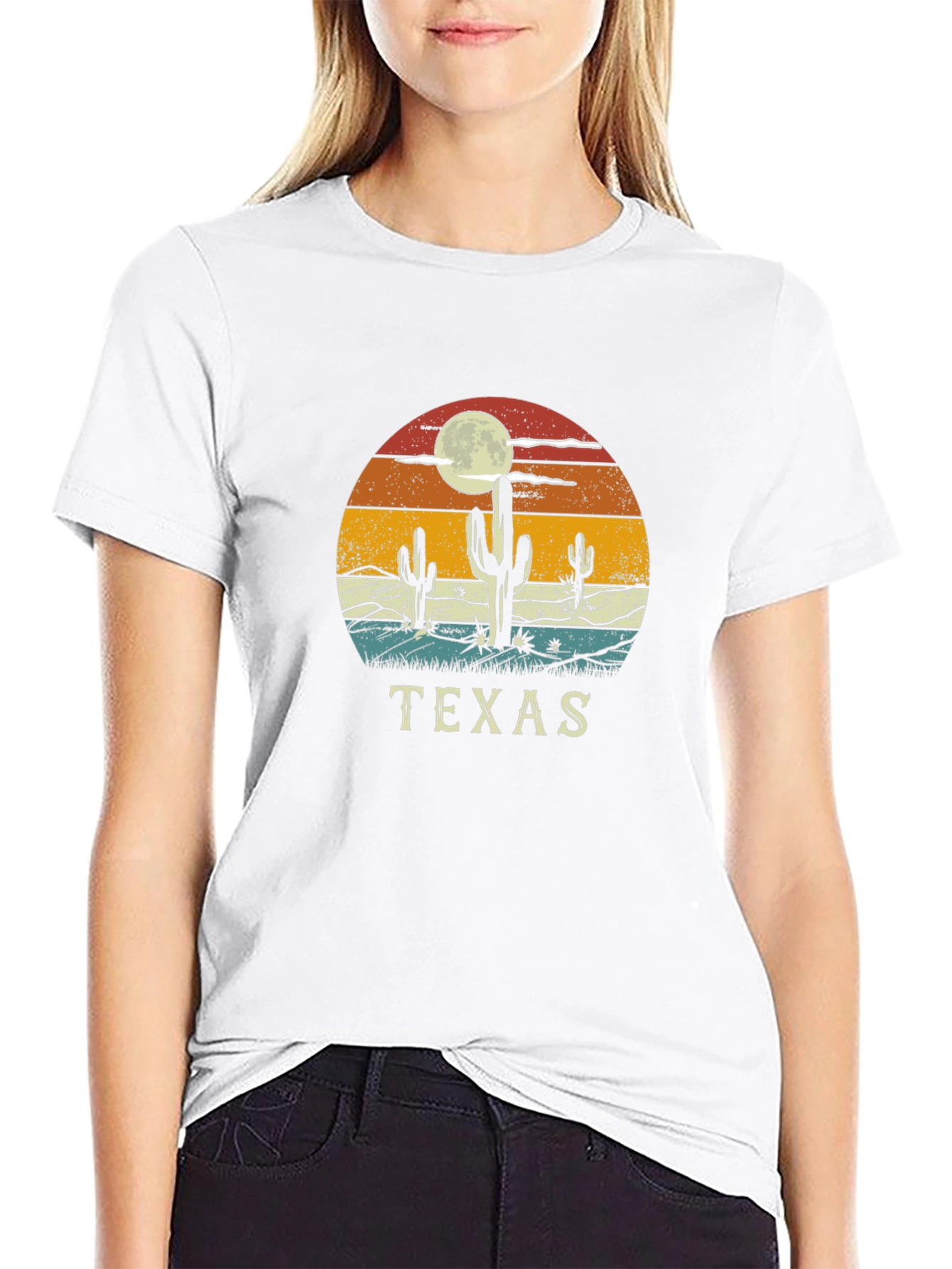 Texas Desert Cactus Retro Graphic T-Shirt