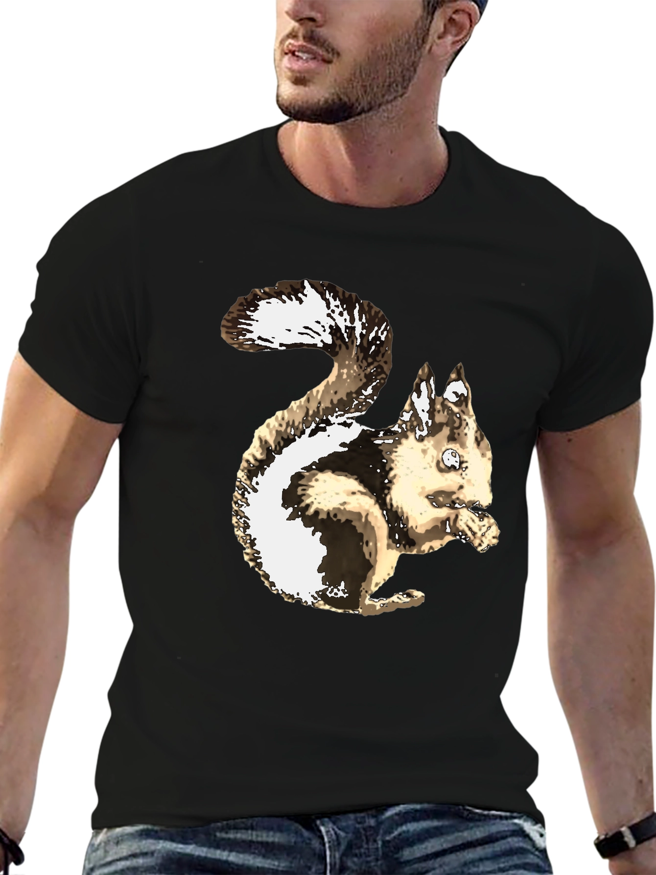 Squirrel Graphic T-Shirt - Casual Black Tee