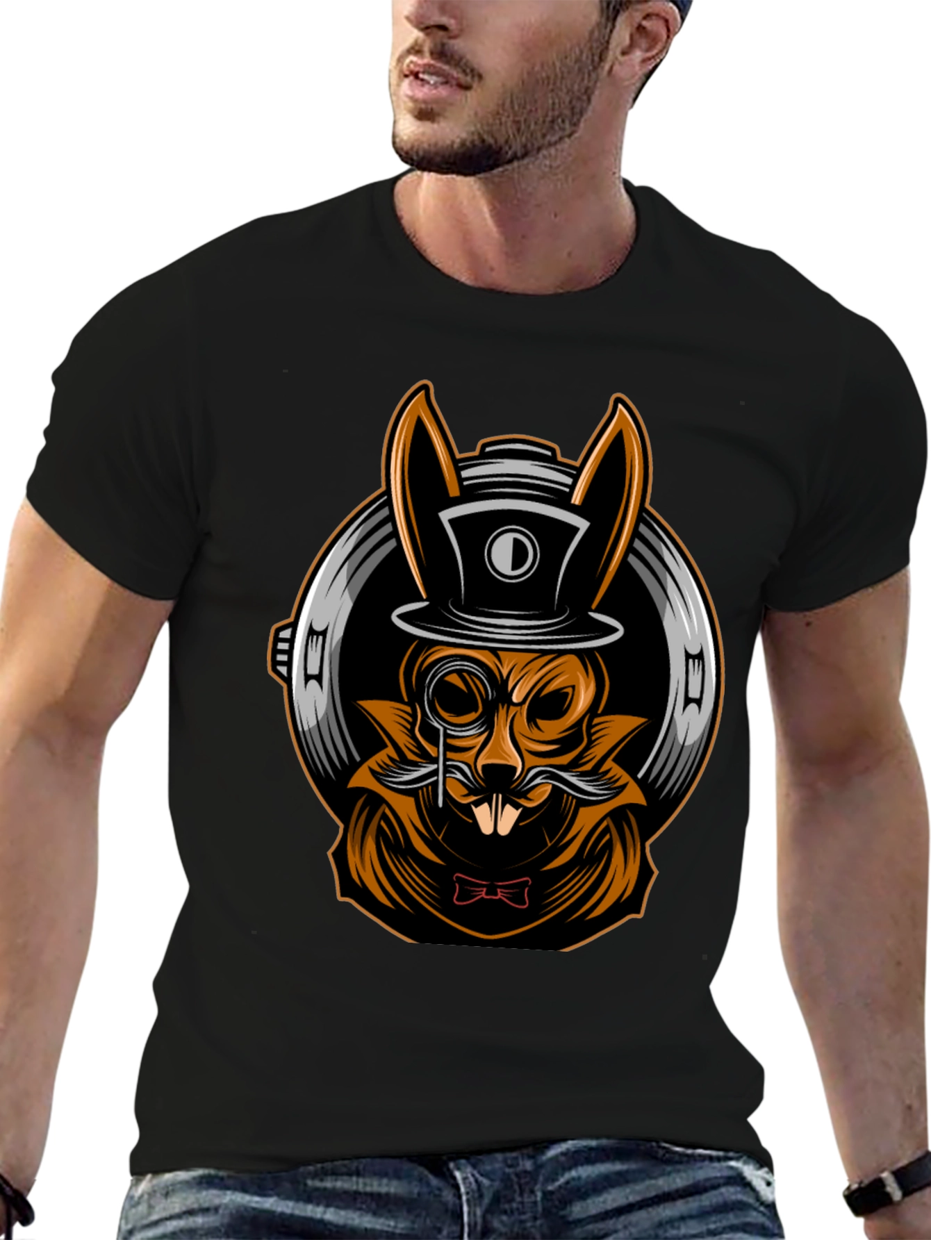 Gentleman Rabbit T-Shirt - Steampunk Style
