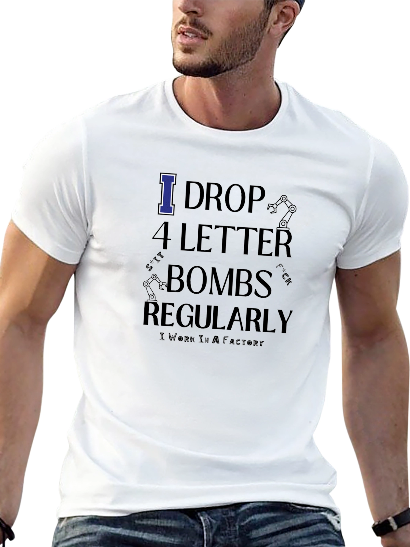 I Drop 4 Letter Bombs Regularly Black Graphic T-Shirt