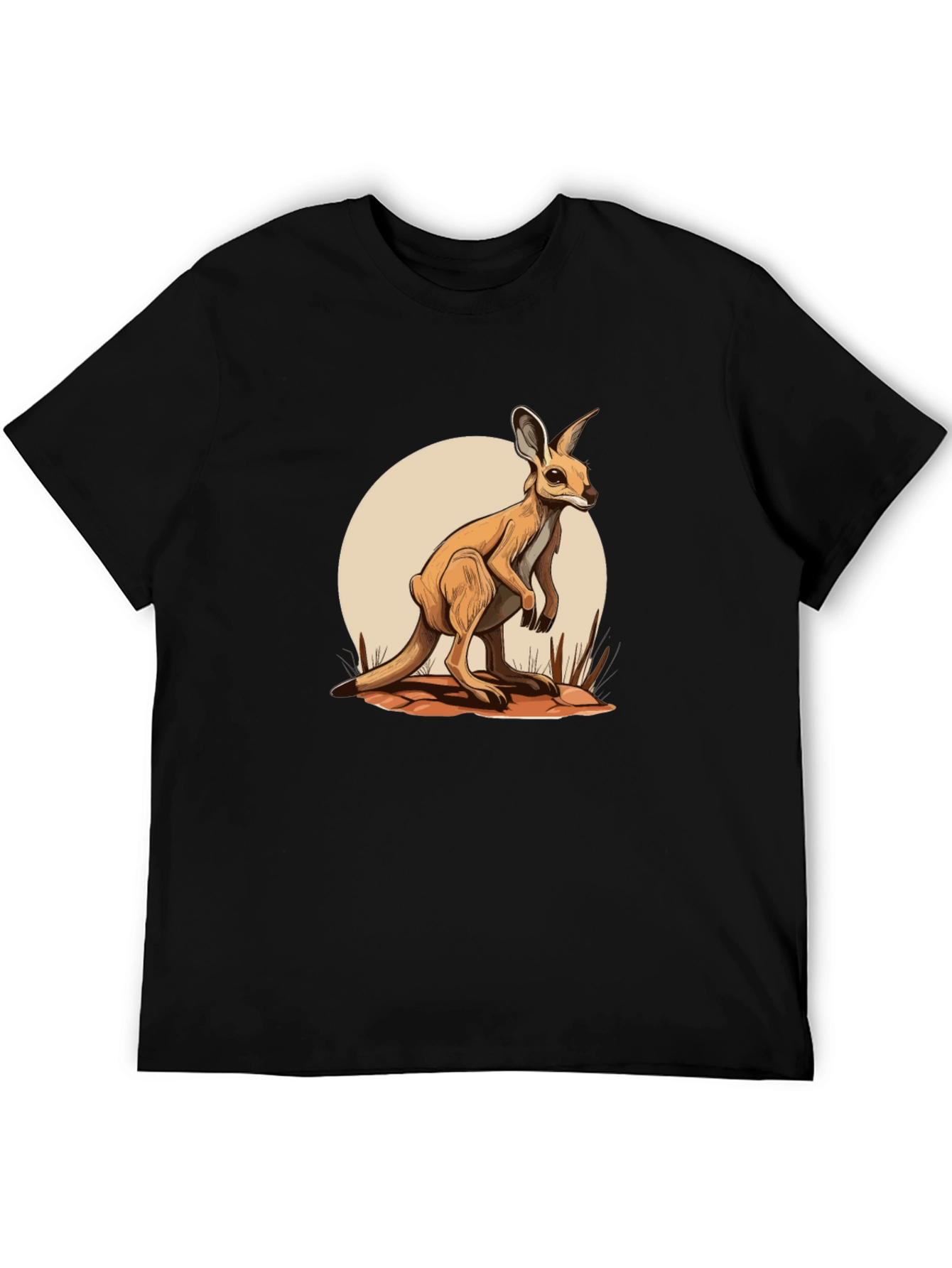 Kangaroo Graphic Tee - Black Cotton Blend