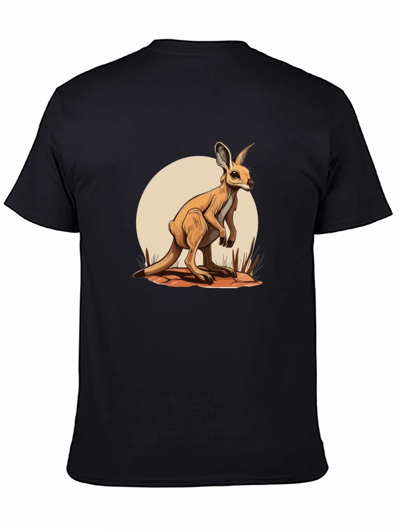 Kangaroo Graphic Tee - Black Cotton Blend