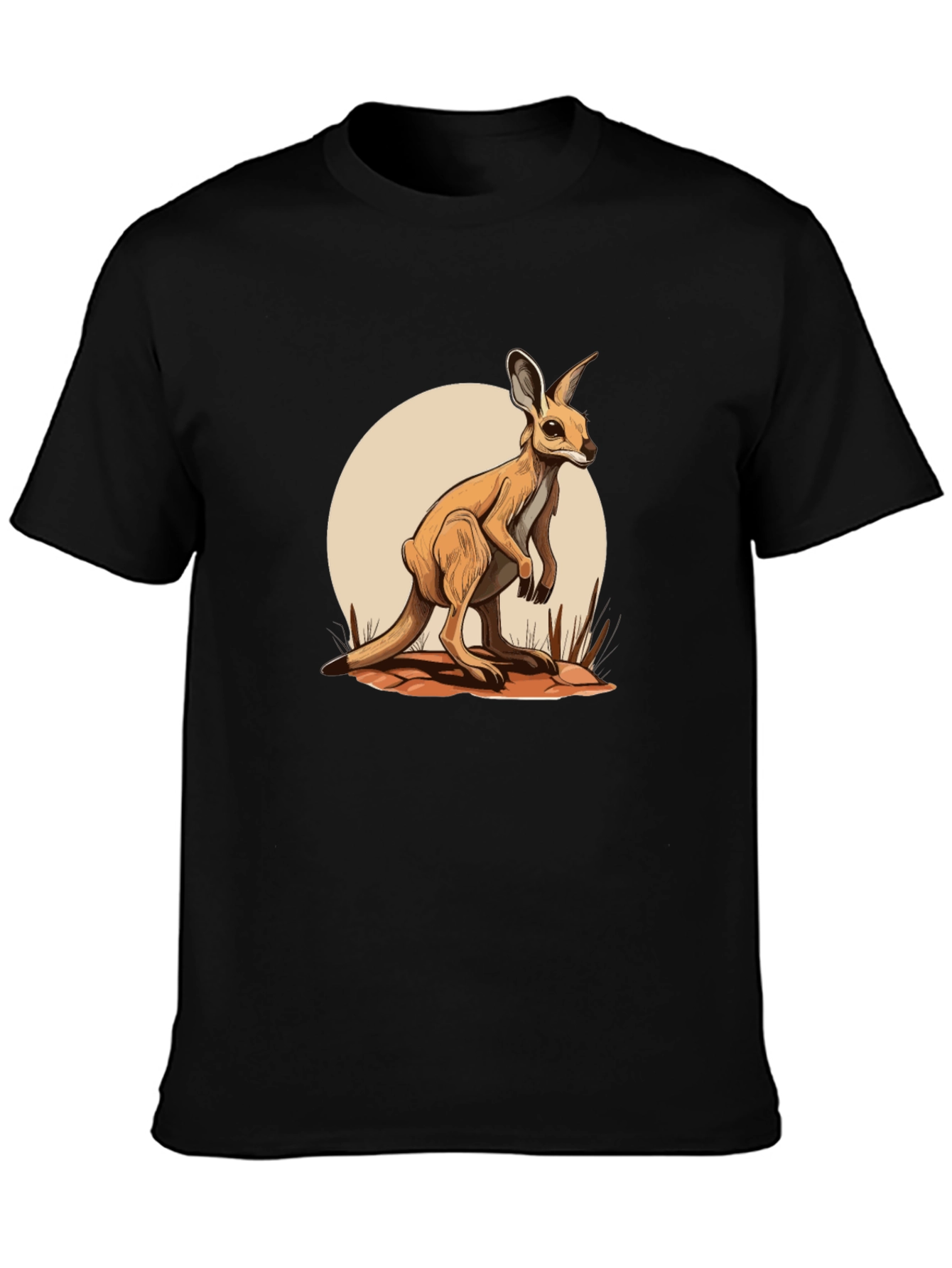 Kangaroo Graphic Tee - Black Cotton Blend