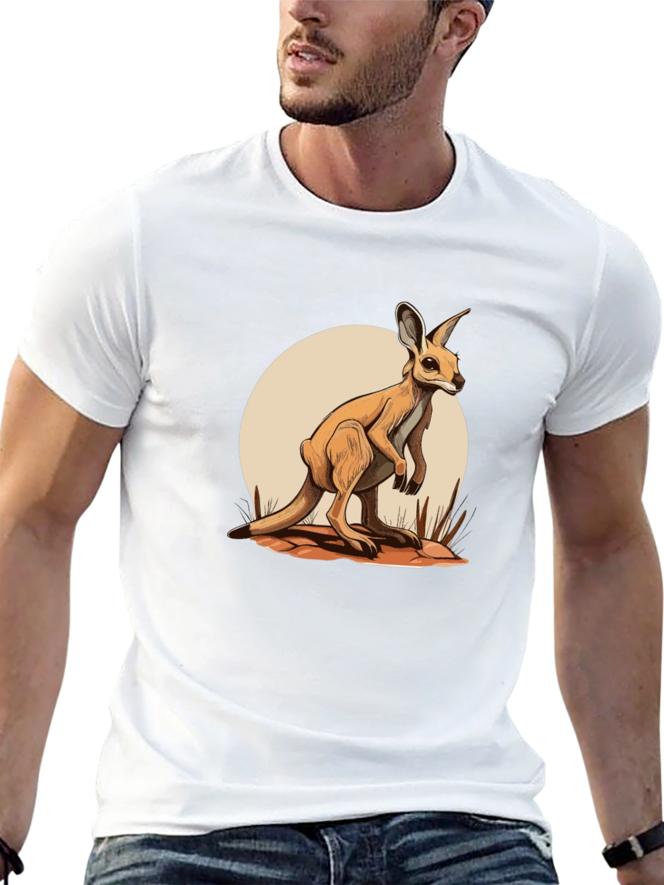 Kangaroo Graphic Tee - Black Cotton Blend