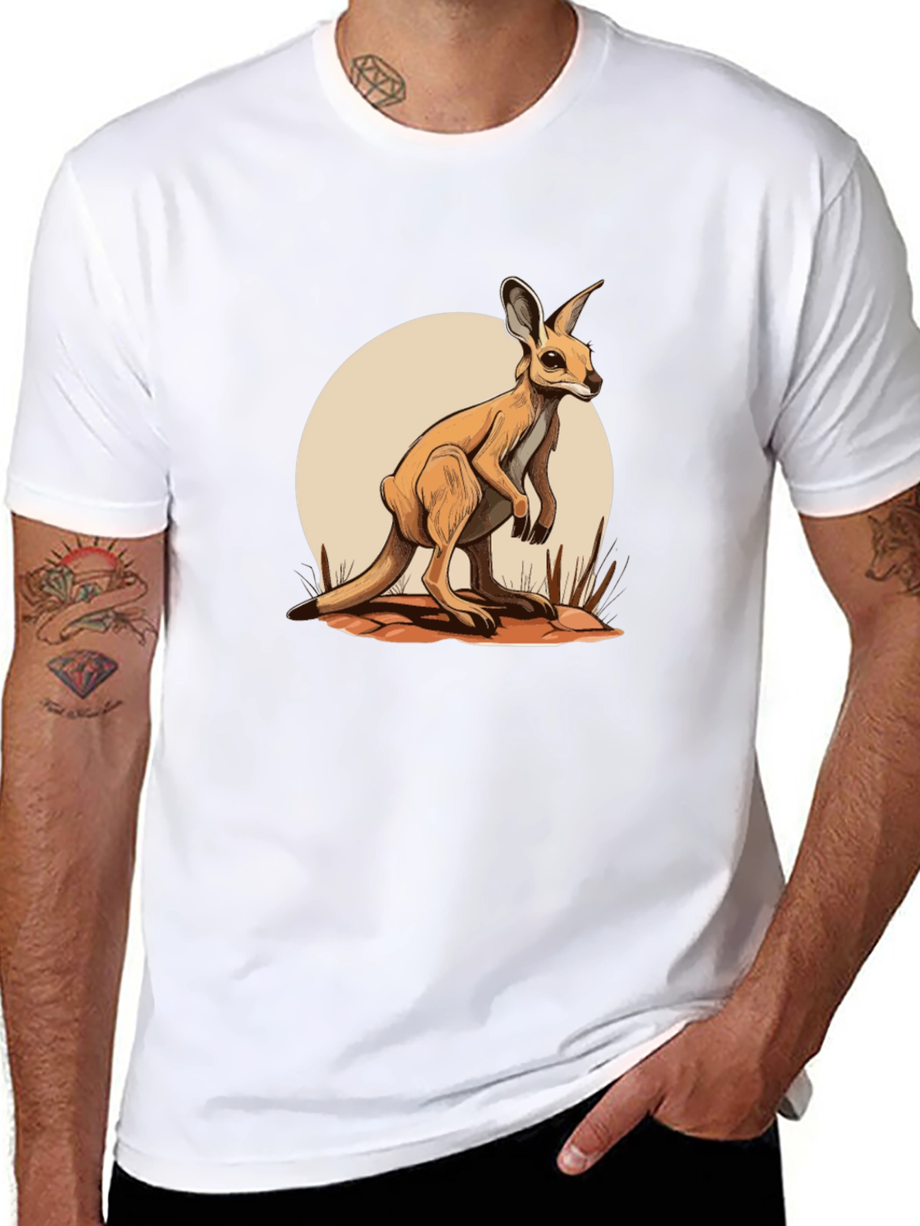 Kangaroo Graphic Tee - Black Cotton Blend
