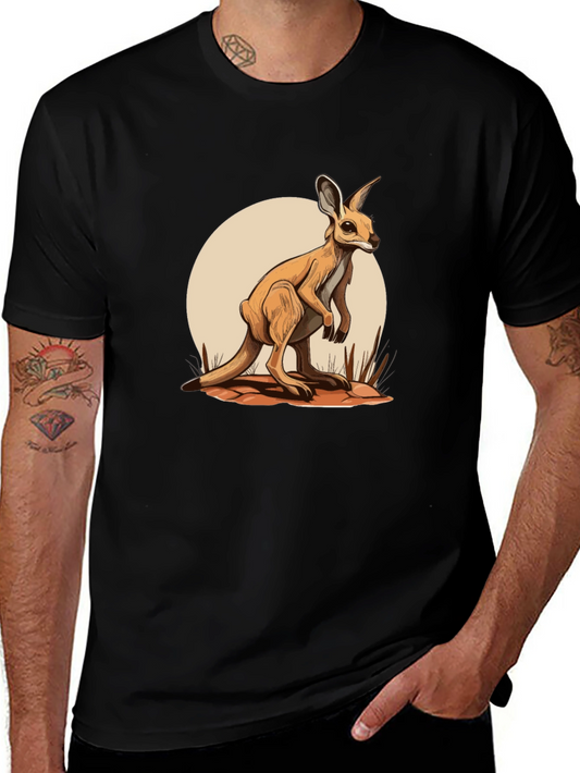 Kangaroo Graphic Tee - Black Cotton Blend