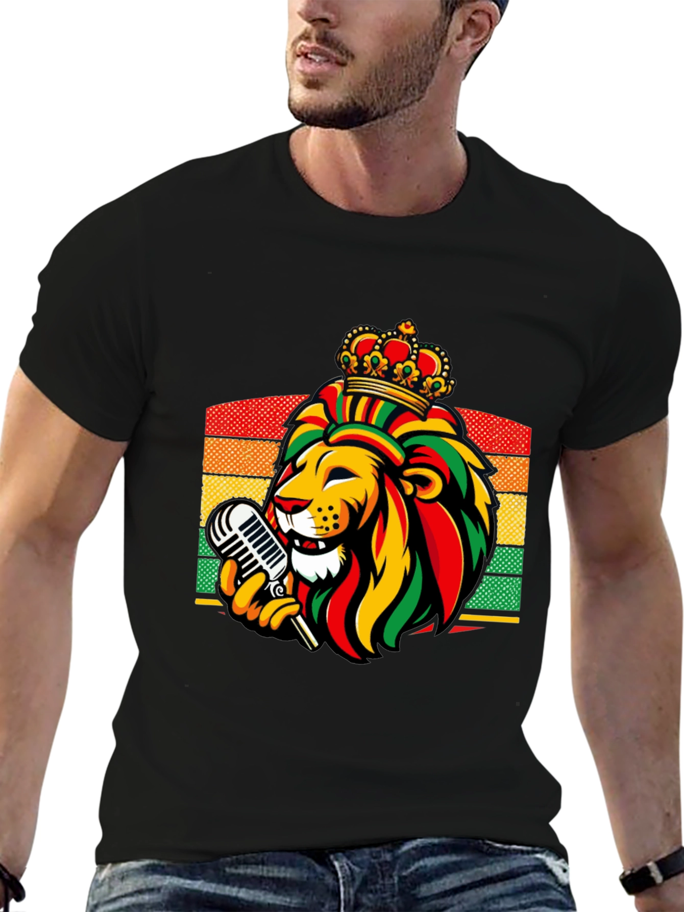Reggae Lion King T-Shirt - Rastafarian Crown