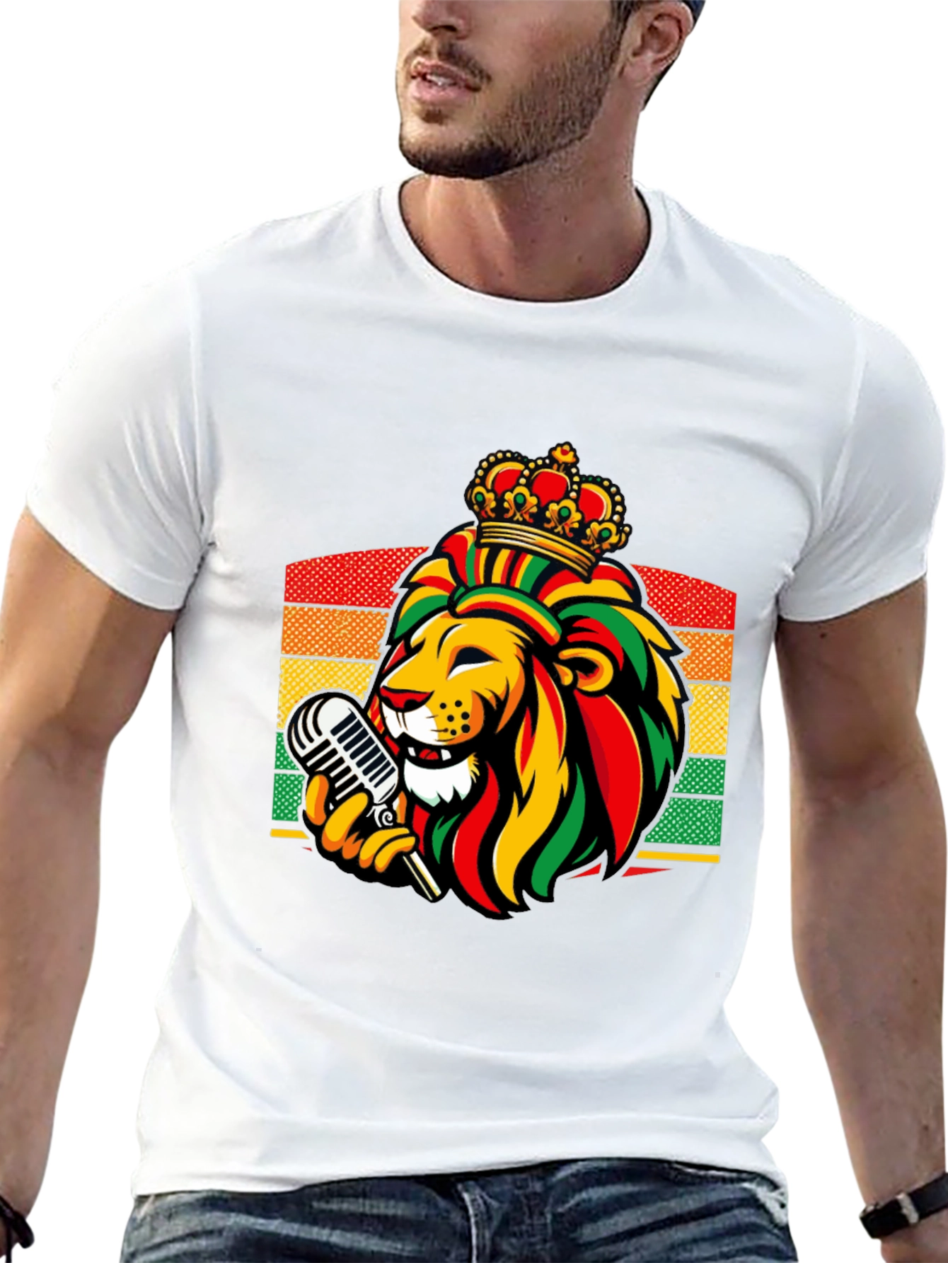 Reggae Lion King T-Shirt - Rastafarian Crown