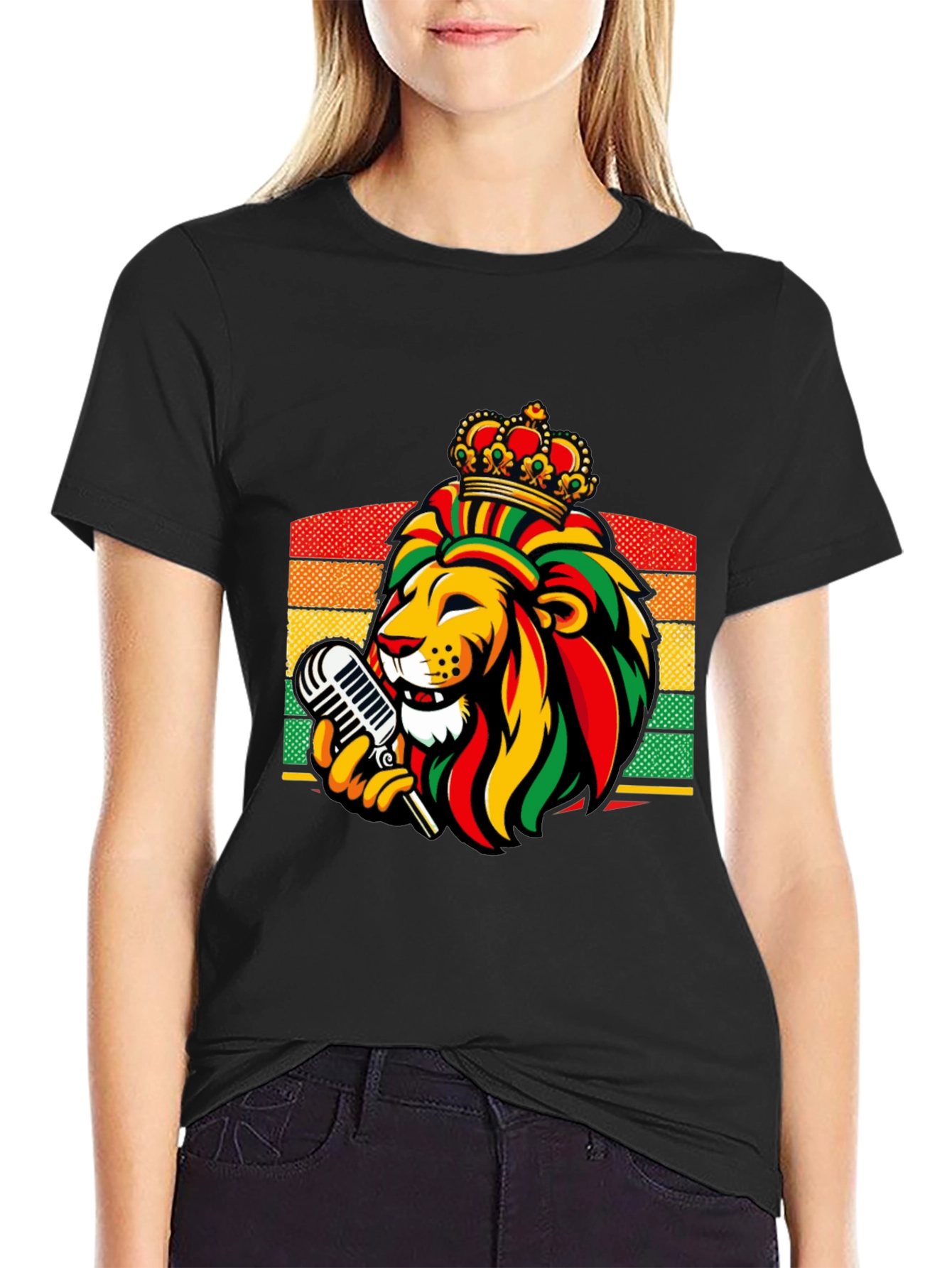 Reggae Lion King T-Shirt - Rastafarian Crown