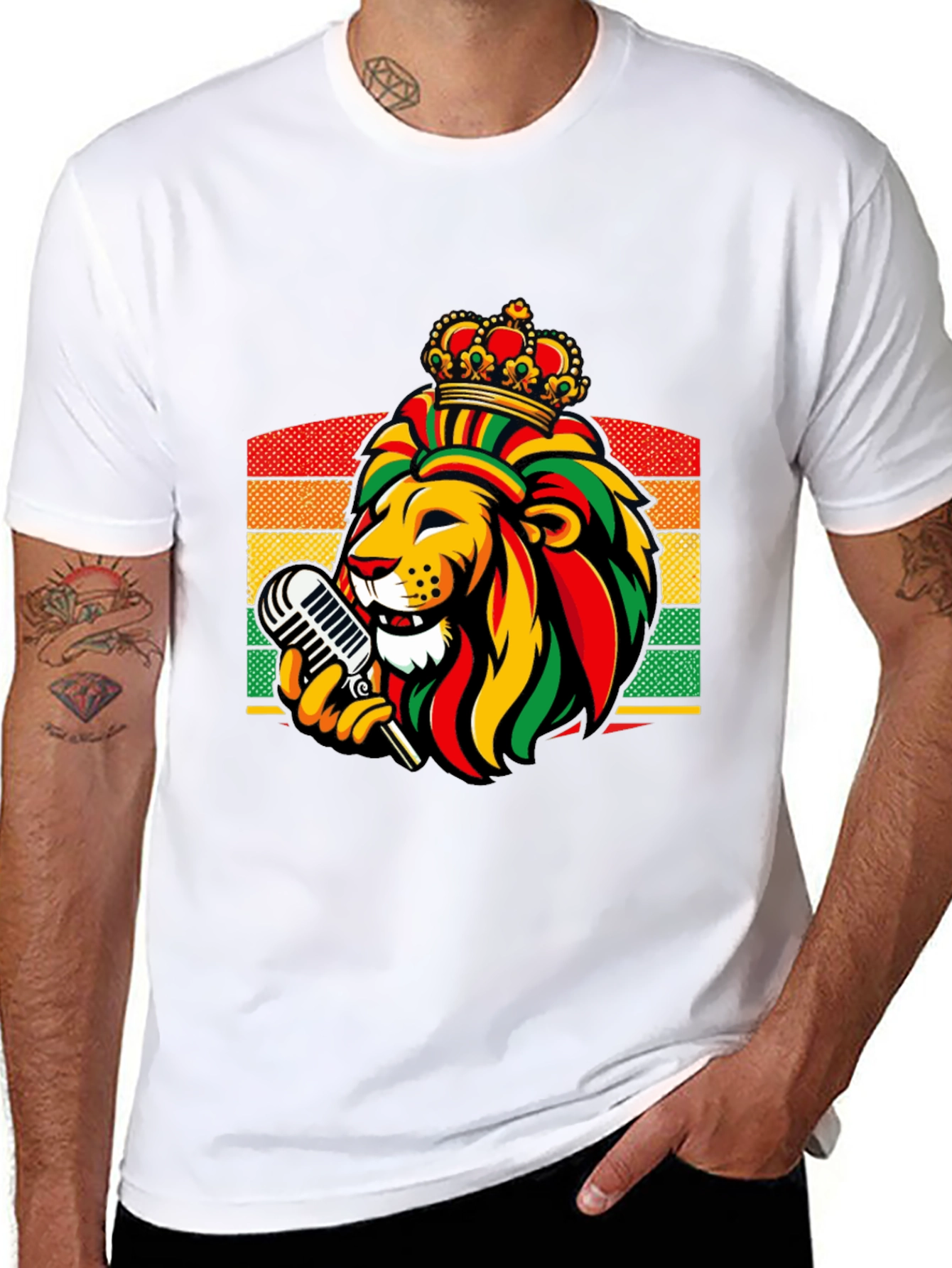 Reggae Lion King T-Shirt - Rastafarian Crown
