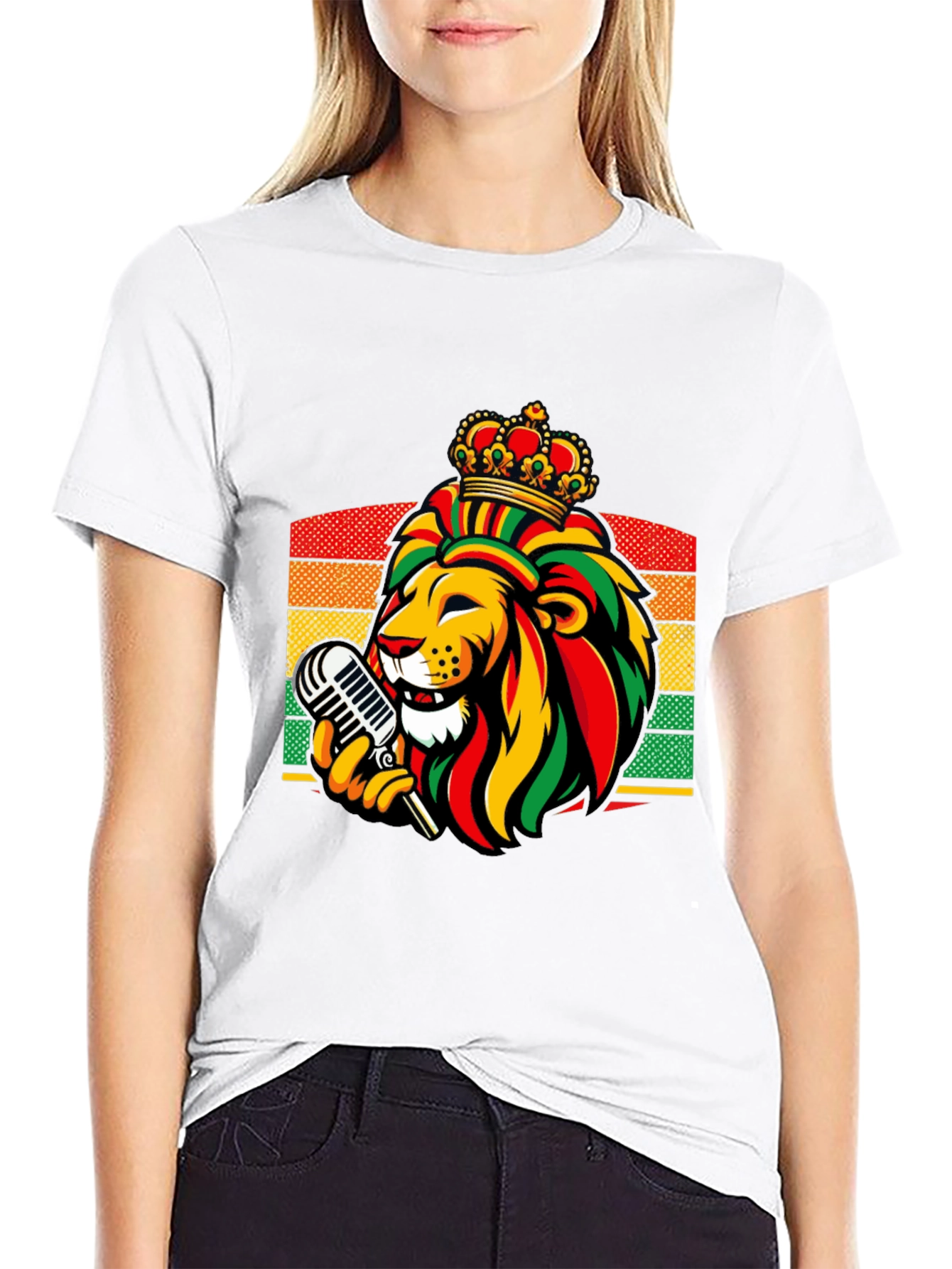 Reggae Lion King T-Shirt - Rastafarian Crown