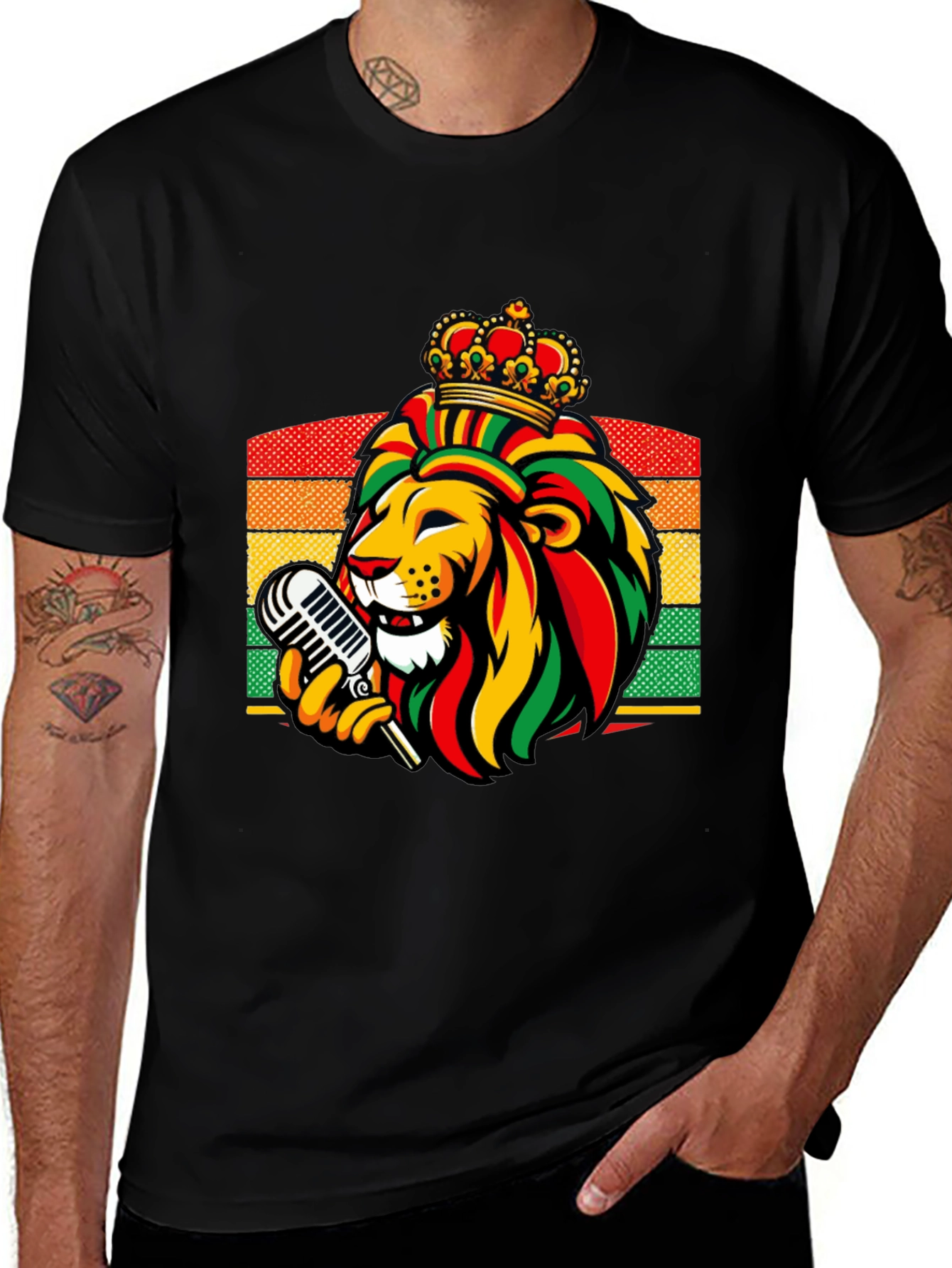 Reggae Lion King T-Shirt - Rastafarian Crown