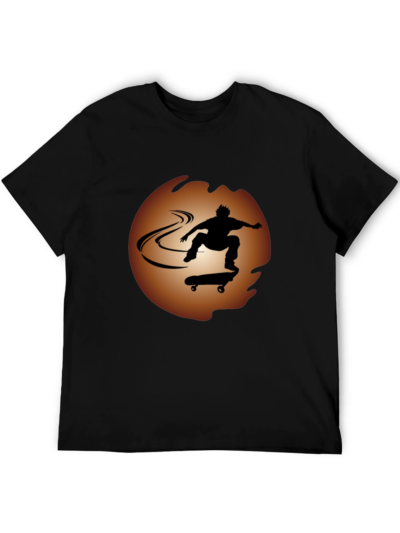 Skateboarder Silhouette Graphic Tee - Black Cotton