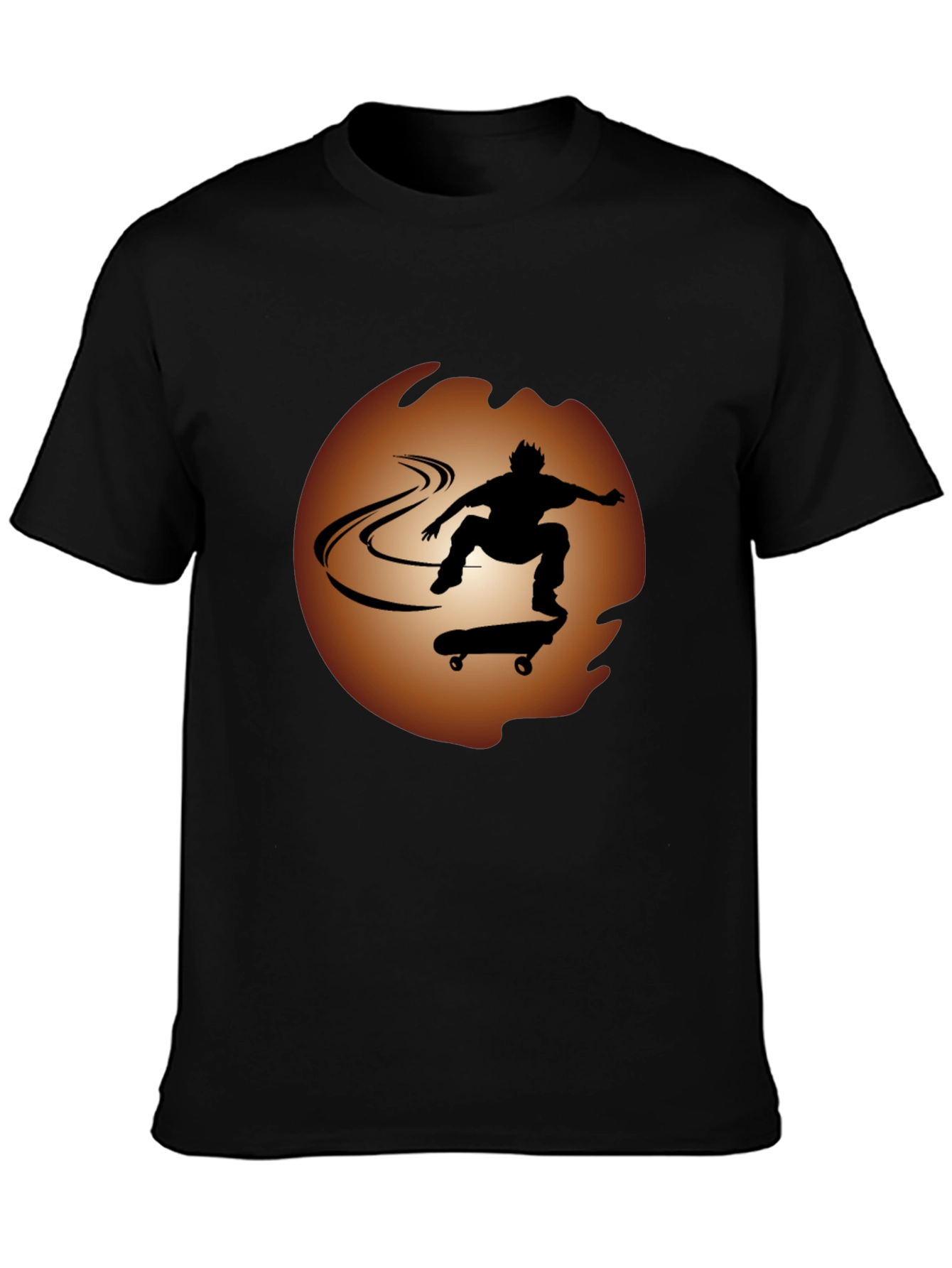 Skateboarder Silhouette Graphic Tee - Black Cotton